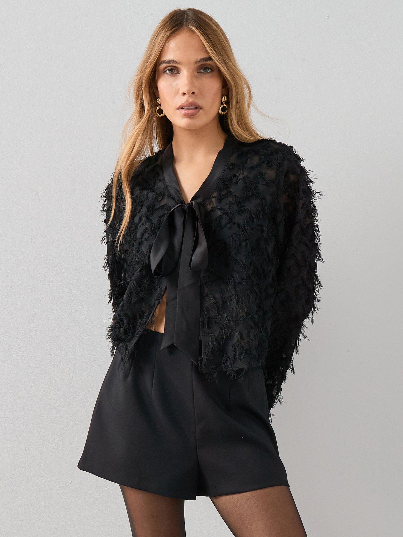 The Very Collection Textured Tie-front Detail Jacket - Black