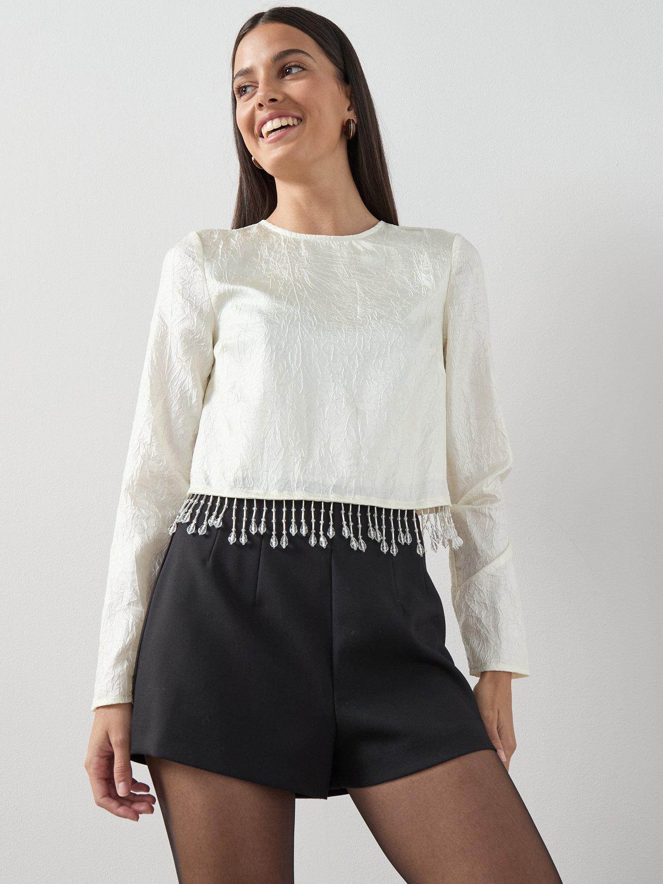 the-very-collection-embellished-trim-crease-effect-top-cream