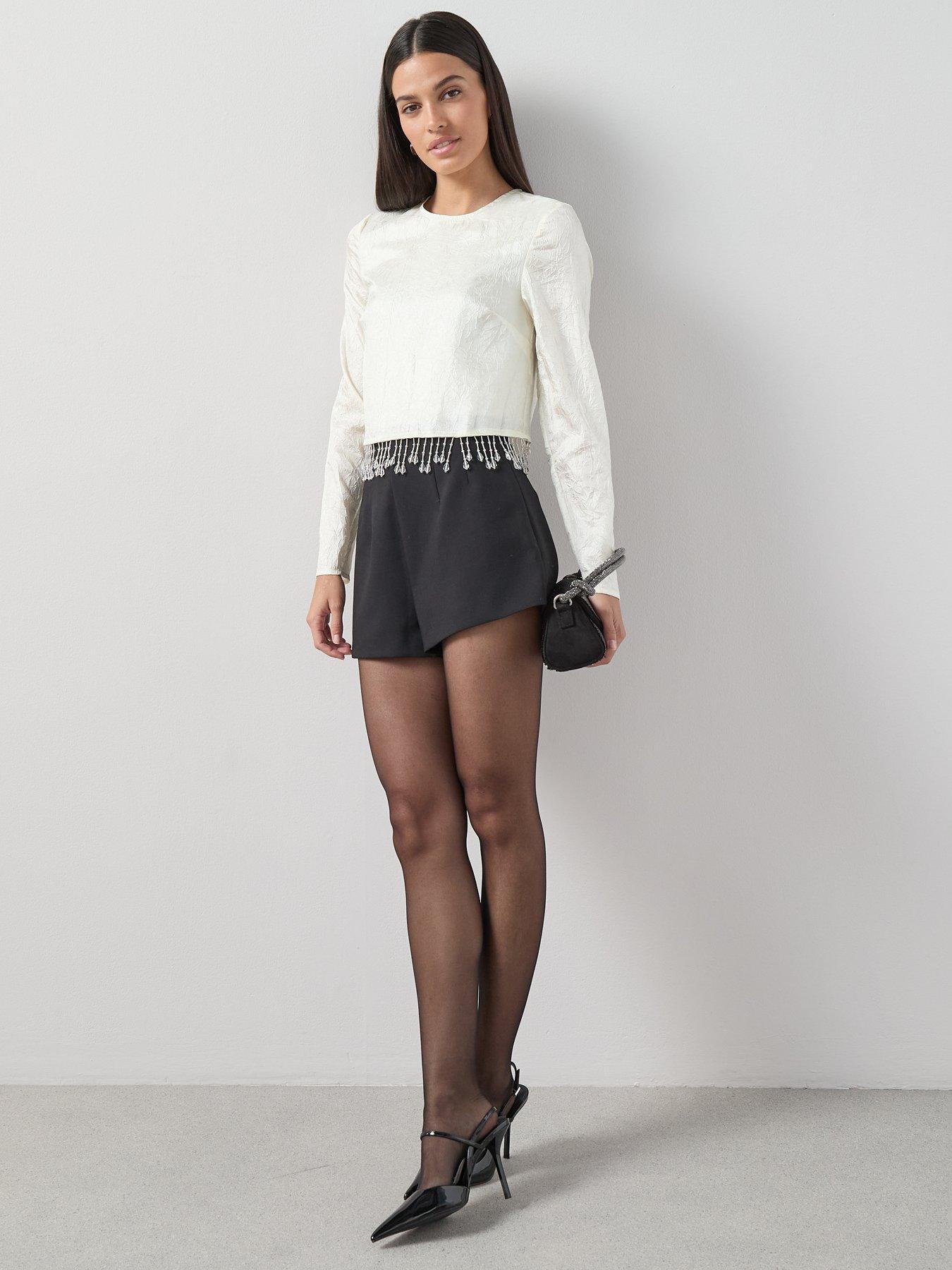 the-very-collection-embellished-trim-crease-effect-top-creamback