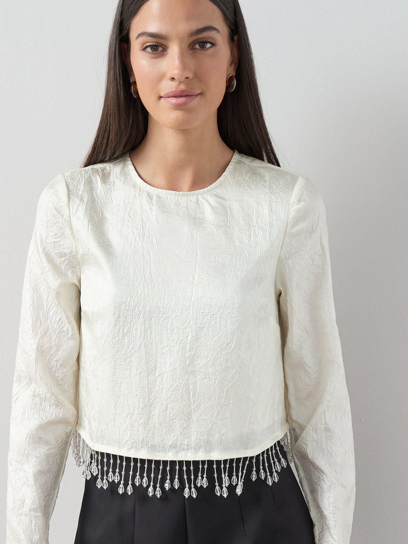 the-very-collection-embellished-trim-crease-effect-top-creamoutfit