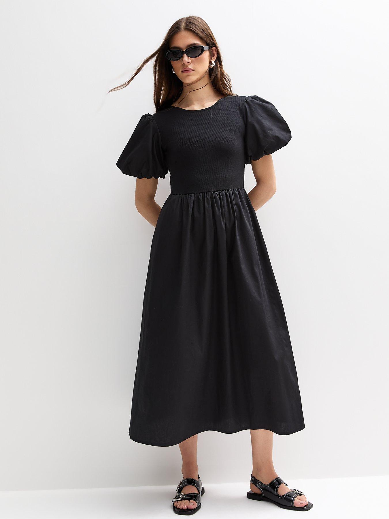 New Look Contrast Skirt Midi Dress - Black