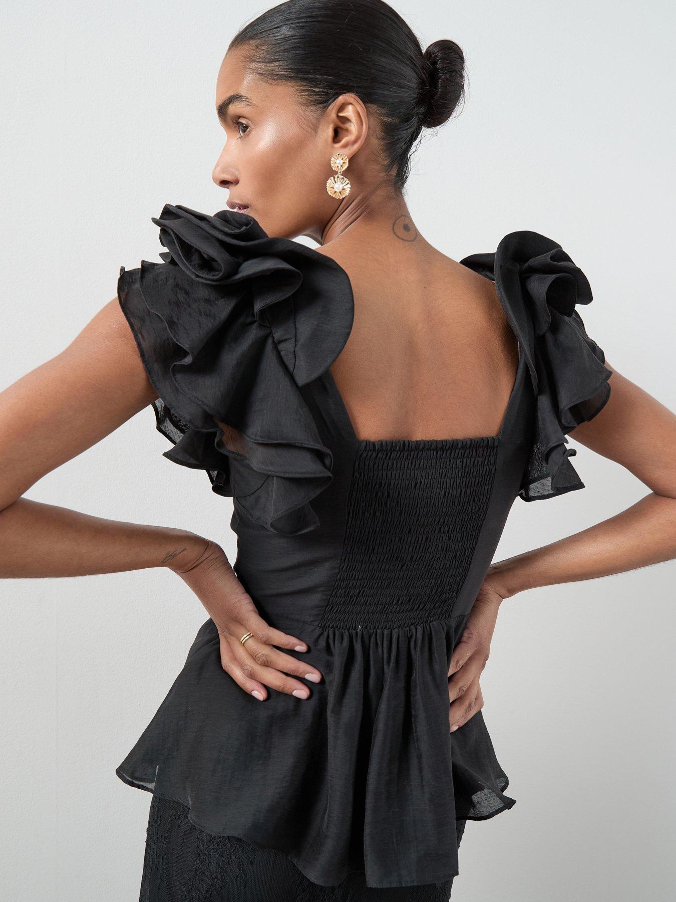 the-very-collection-one-shoulder-oversized-corsage-top-blackstillFront