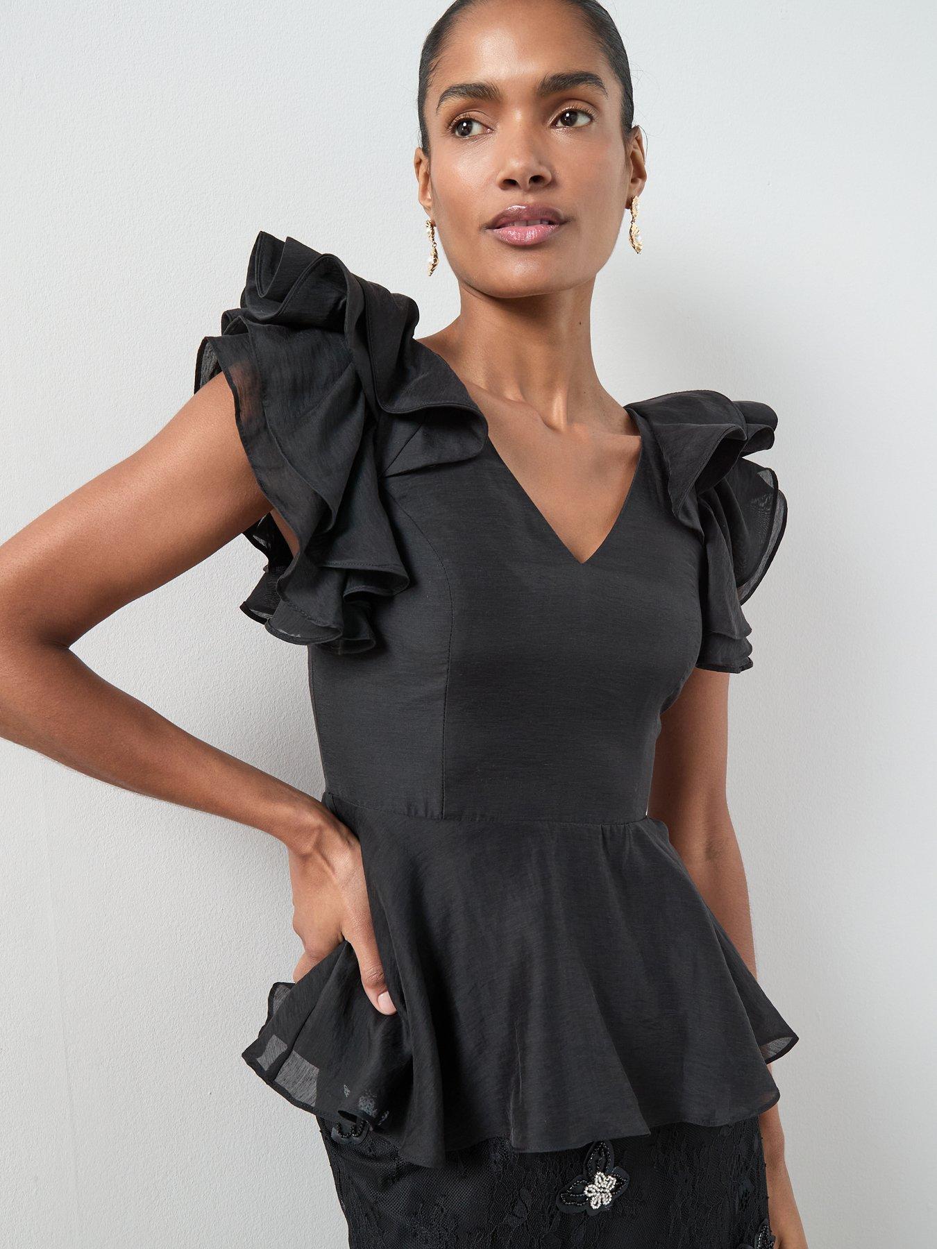 the-very-collection-one-shoulder-oversized-corsage-top-blackdetail