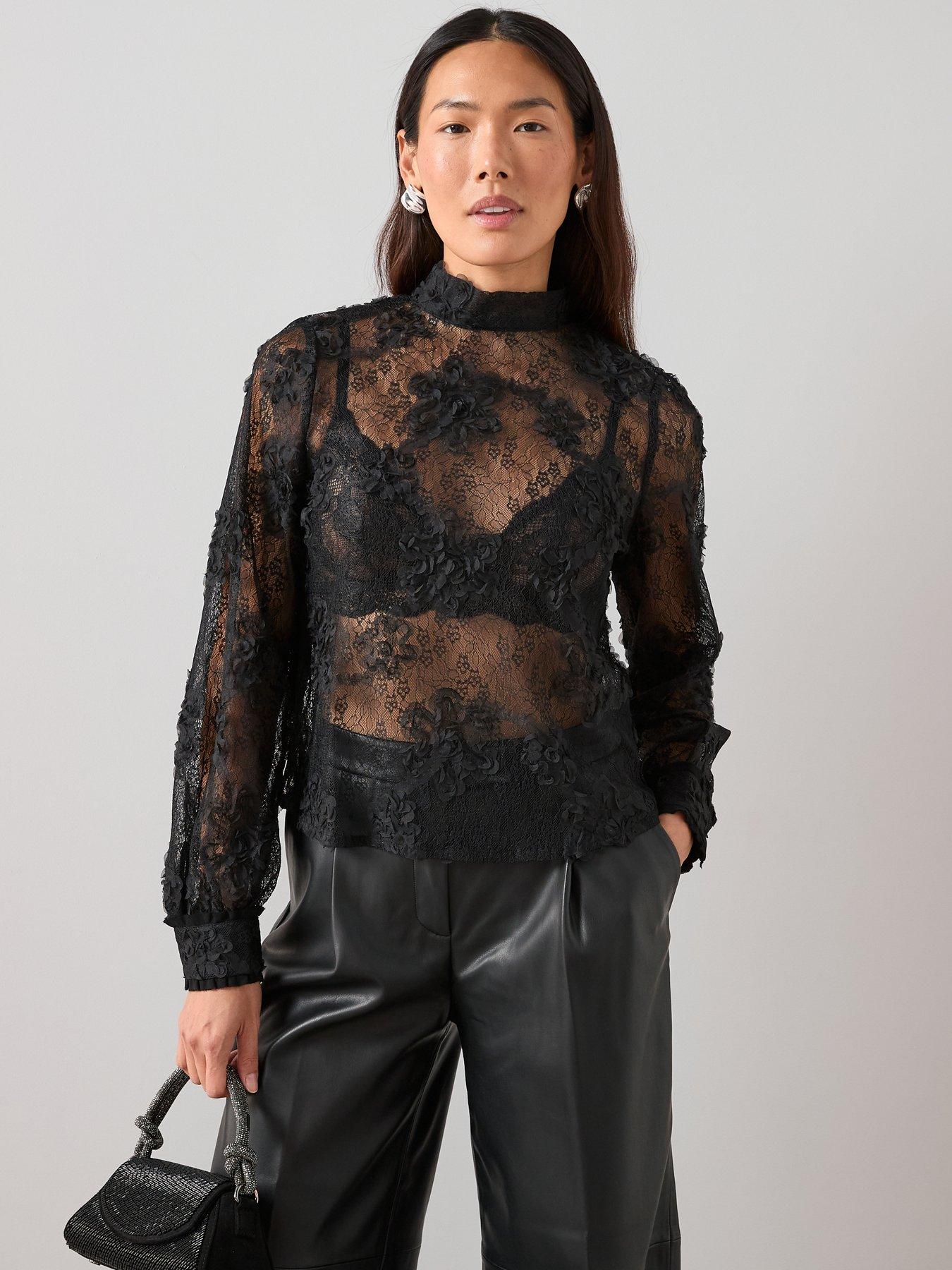 The Very Collection Lace Tie Neck Blouse
