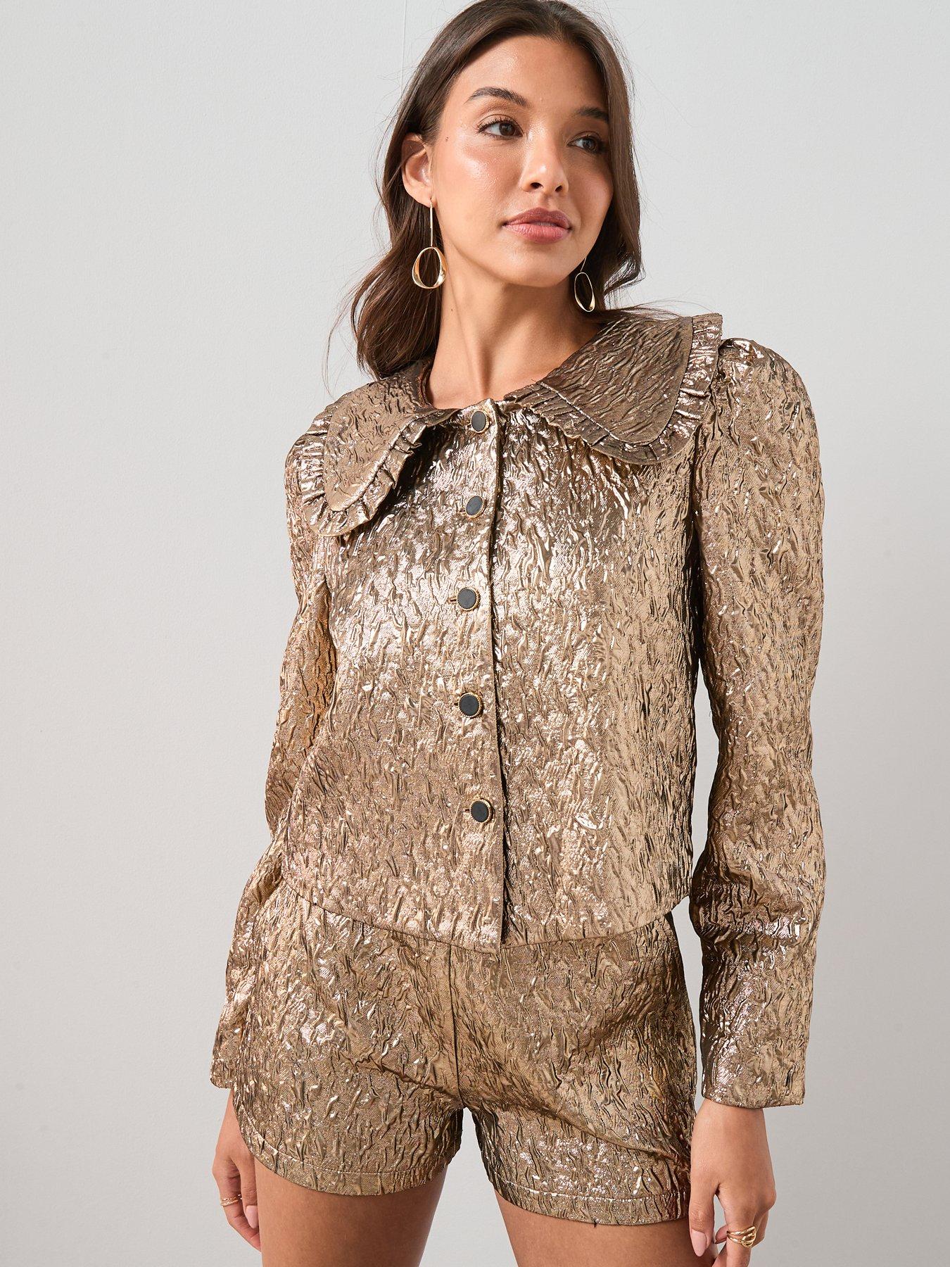 the-very-collection-textured-peter-pan-collared-crop-jacket-gold