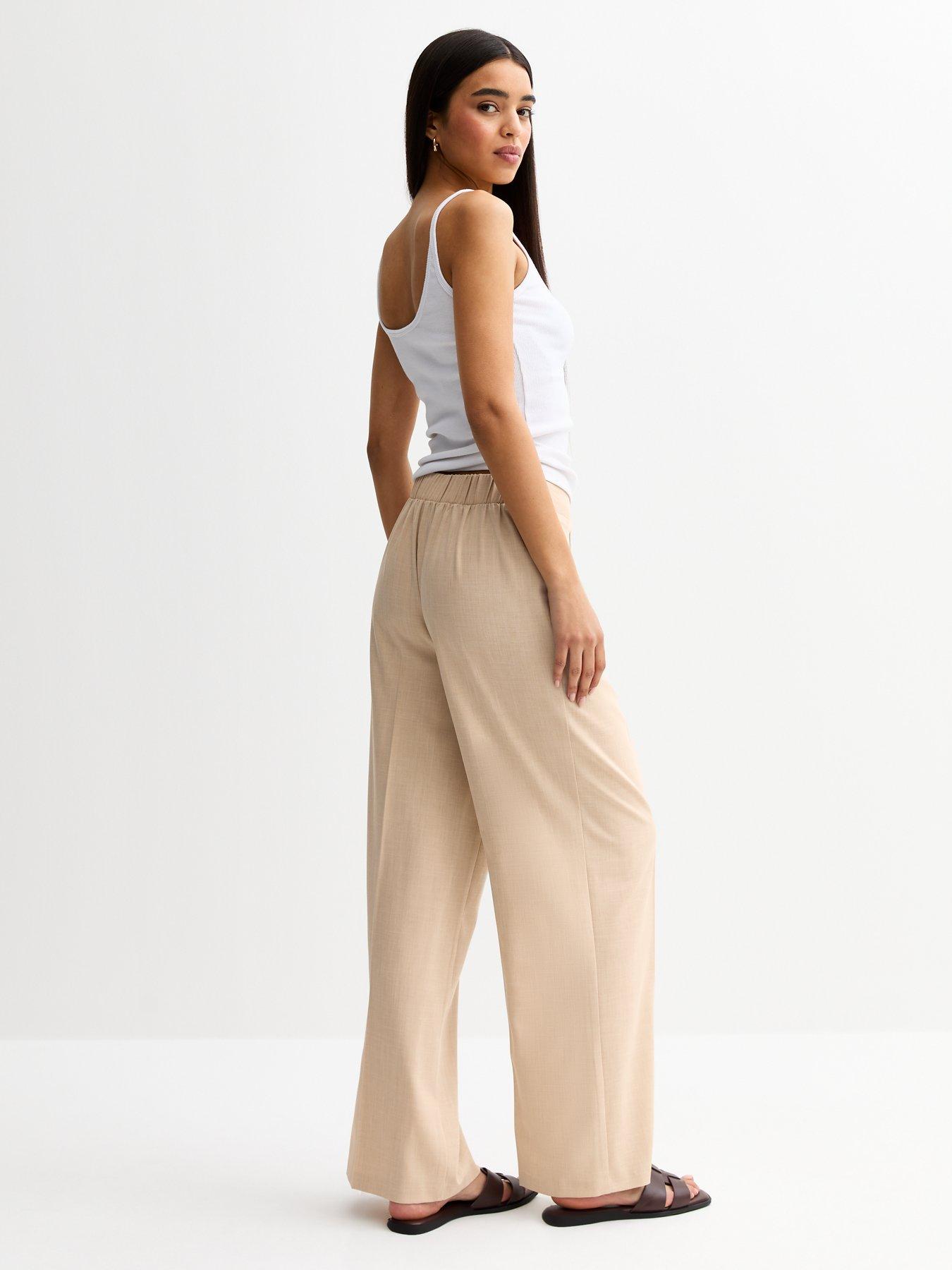 Image 2 of 4 of New Look Stone Pull On Tailored Trousers - Beige