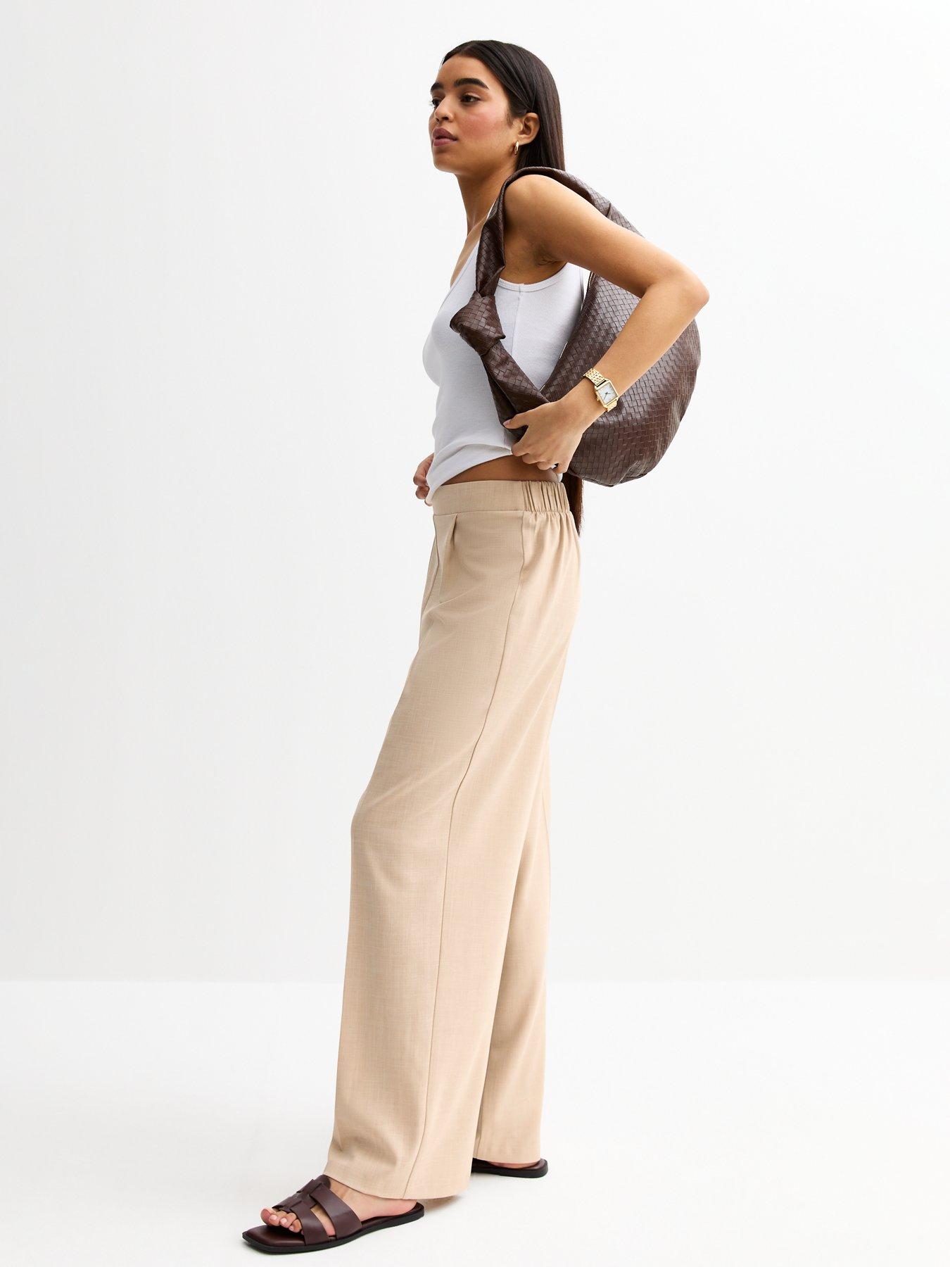 Image 3 of 4 of New Look Stone Pull On Tailored Trousers - Beige