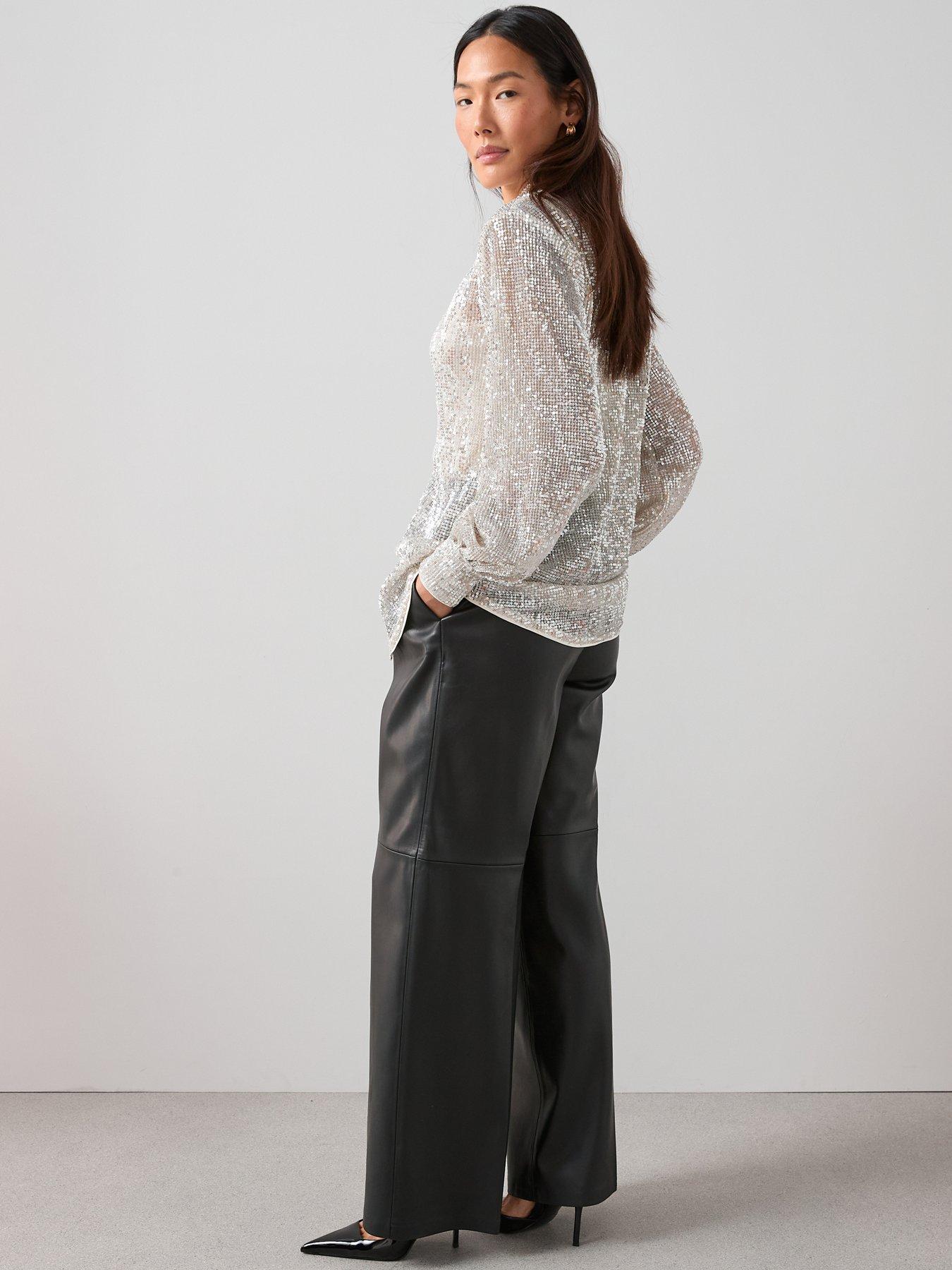 Image 4 of 6 of The Very Collection Sequin Longline Shirt - Champagne