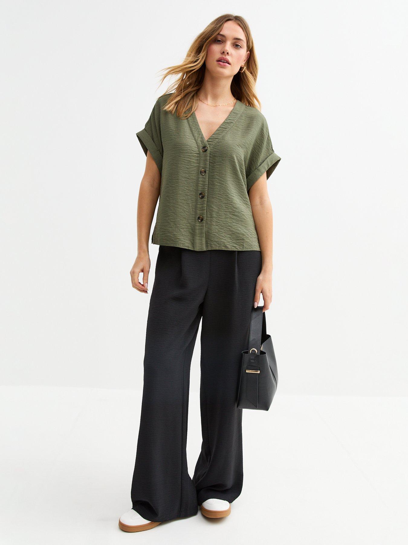 New Look Black Pleated Front Wide Leg Trousers