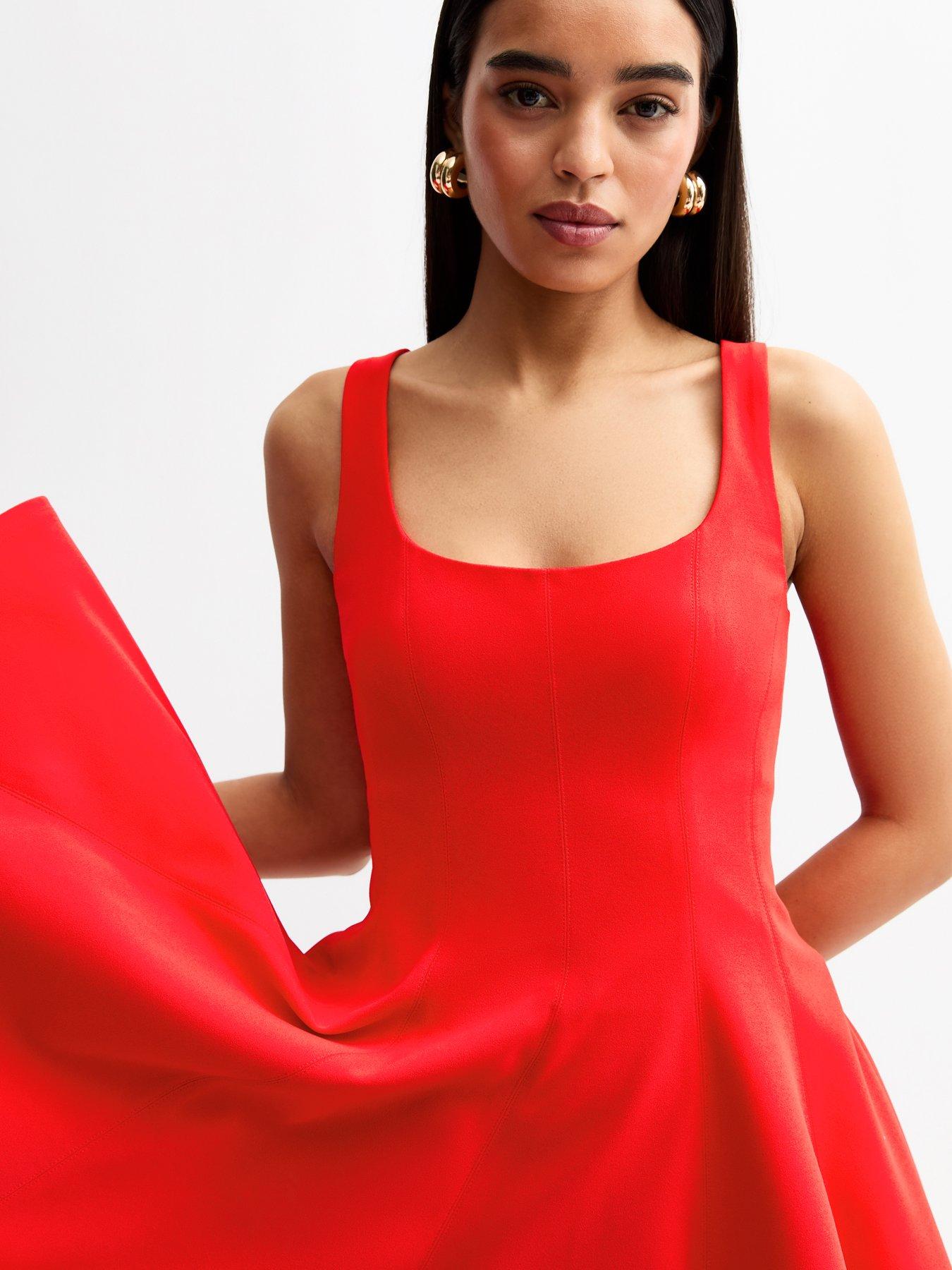 new-look-square-neck-flared-mini-dress-redoutfit