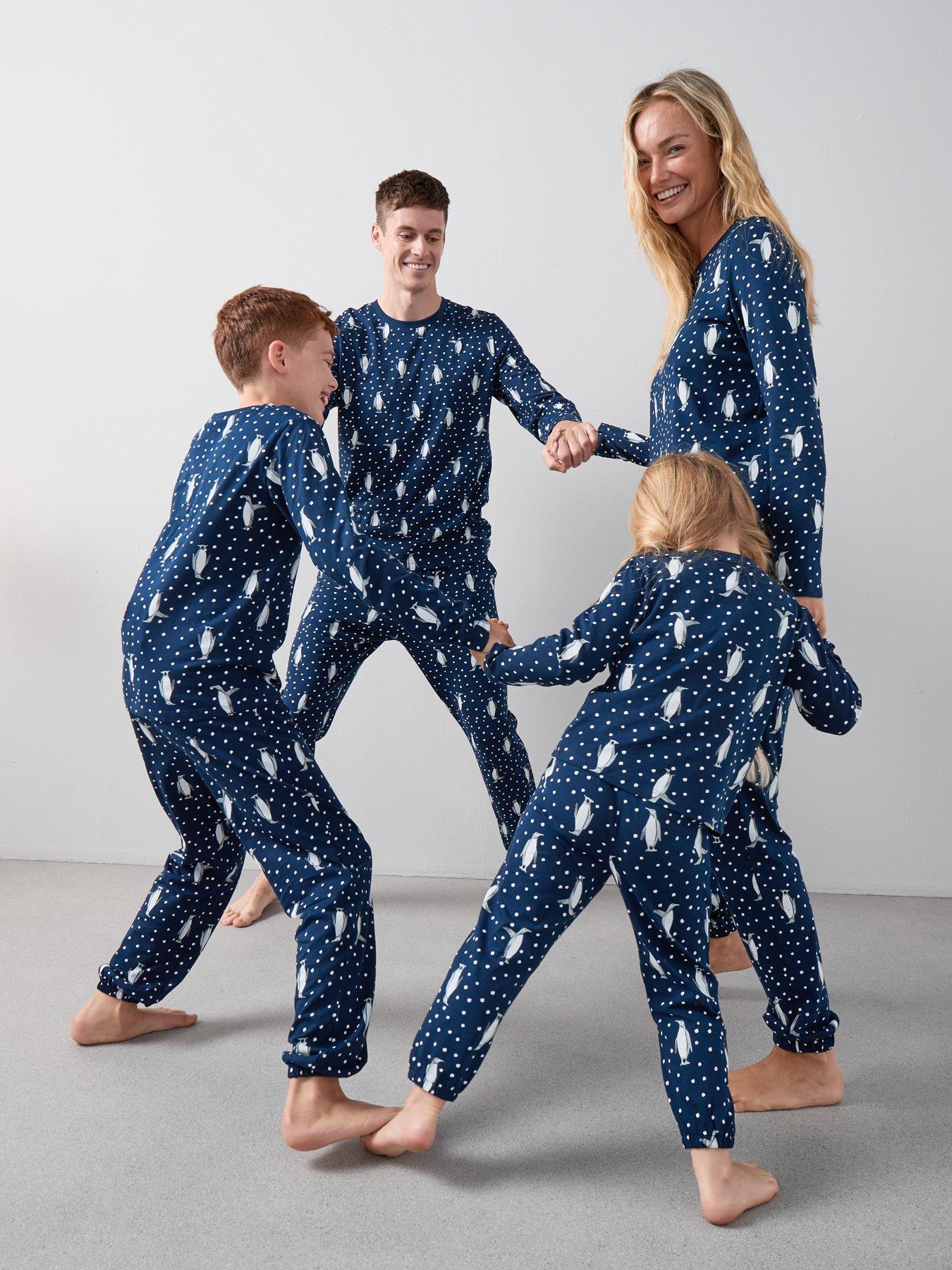 Image 1 of 7 of The Very Collection Womens Family Christmas Pyjama Character Long Sleeve T-shirt With Jogger Set - Navy
