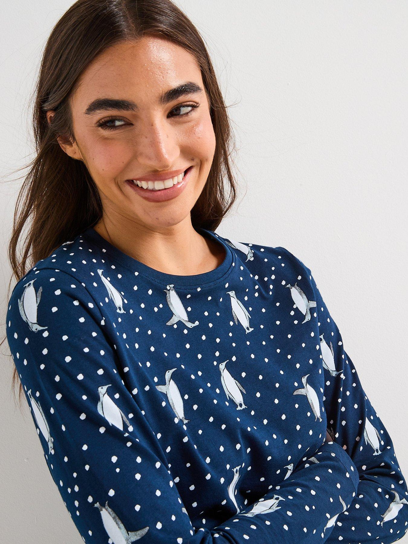 Image 5 of 7 of The Very Collection Womens Family Christmas Pyjama Character Long Sleeve T-shirt With Jogger Set - Navy