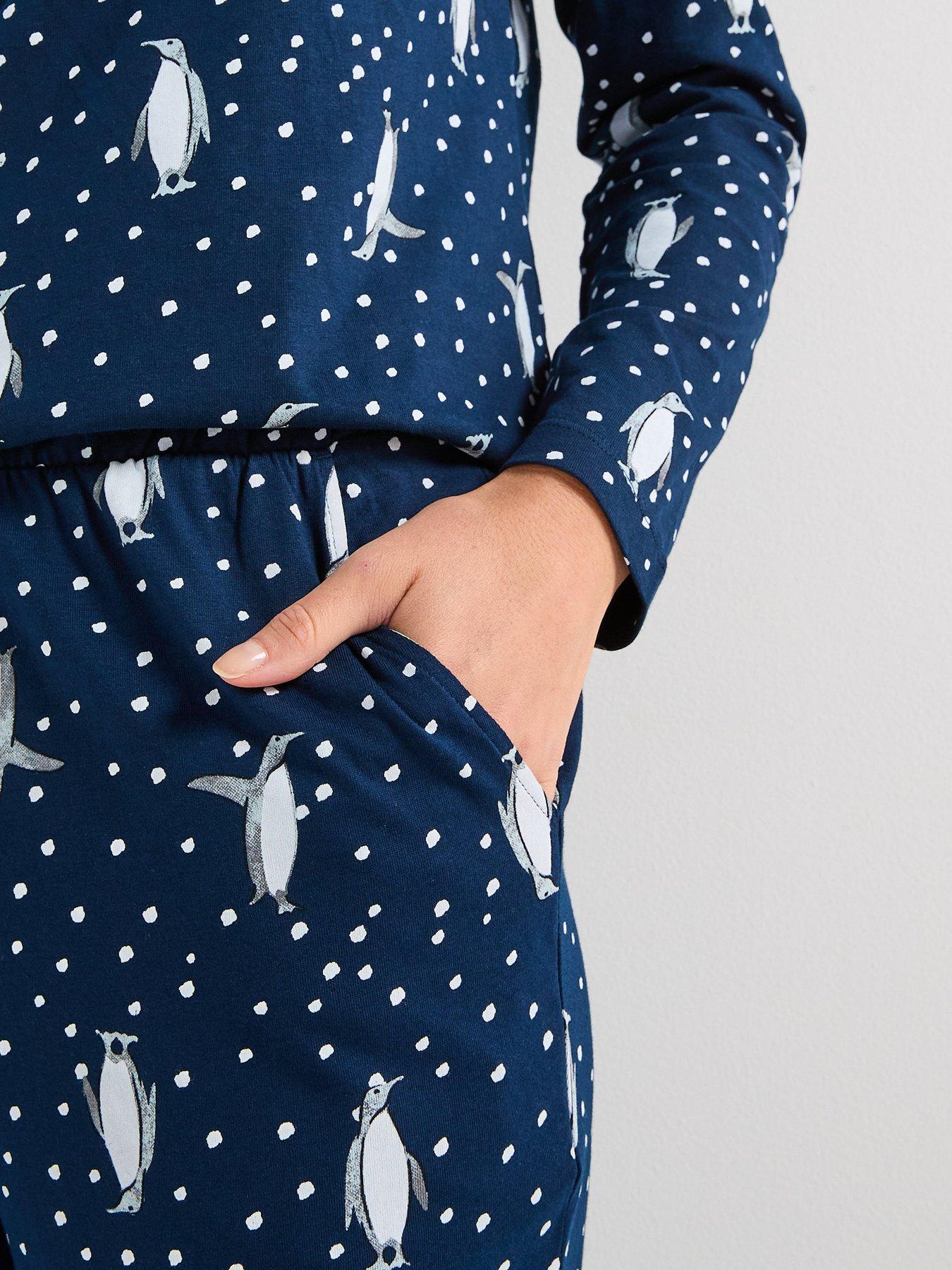 Image 7 of 7 of The Very Collection Womens Family Christmas Pyjama Character Long Sleeve T-shirt With Jogger Set - Navy