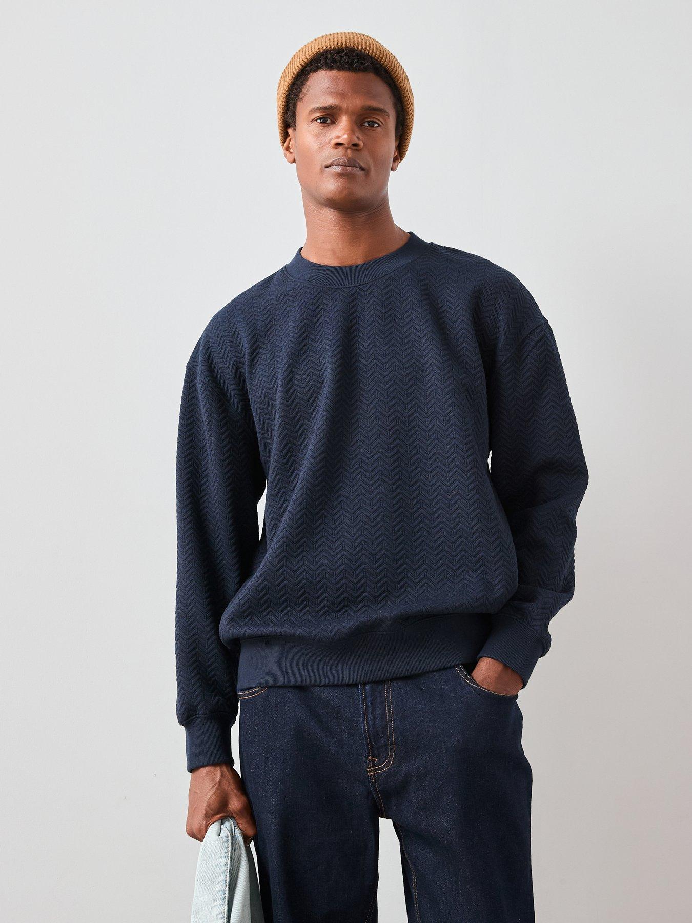 the-very-collection-jacquard-oversized-textured-crew-neck-sweatshirt-navy