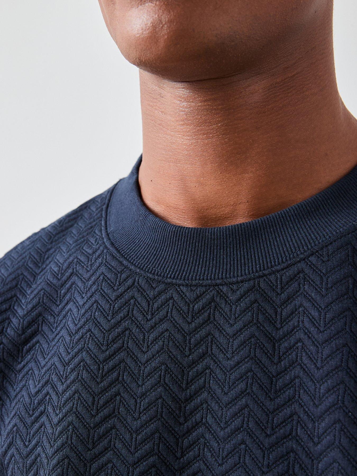 the-very-collection-jacquard-oversized-textured-crew-neck-sweatshirt-navyoutfit