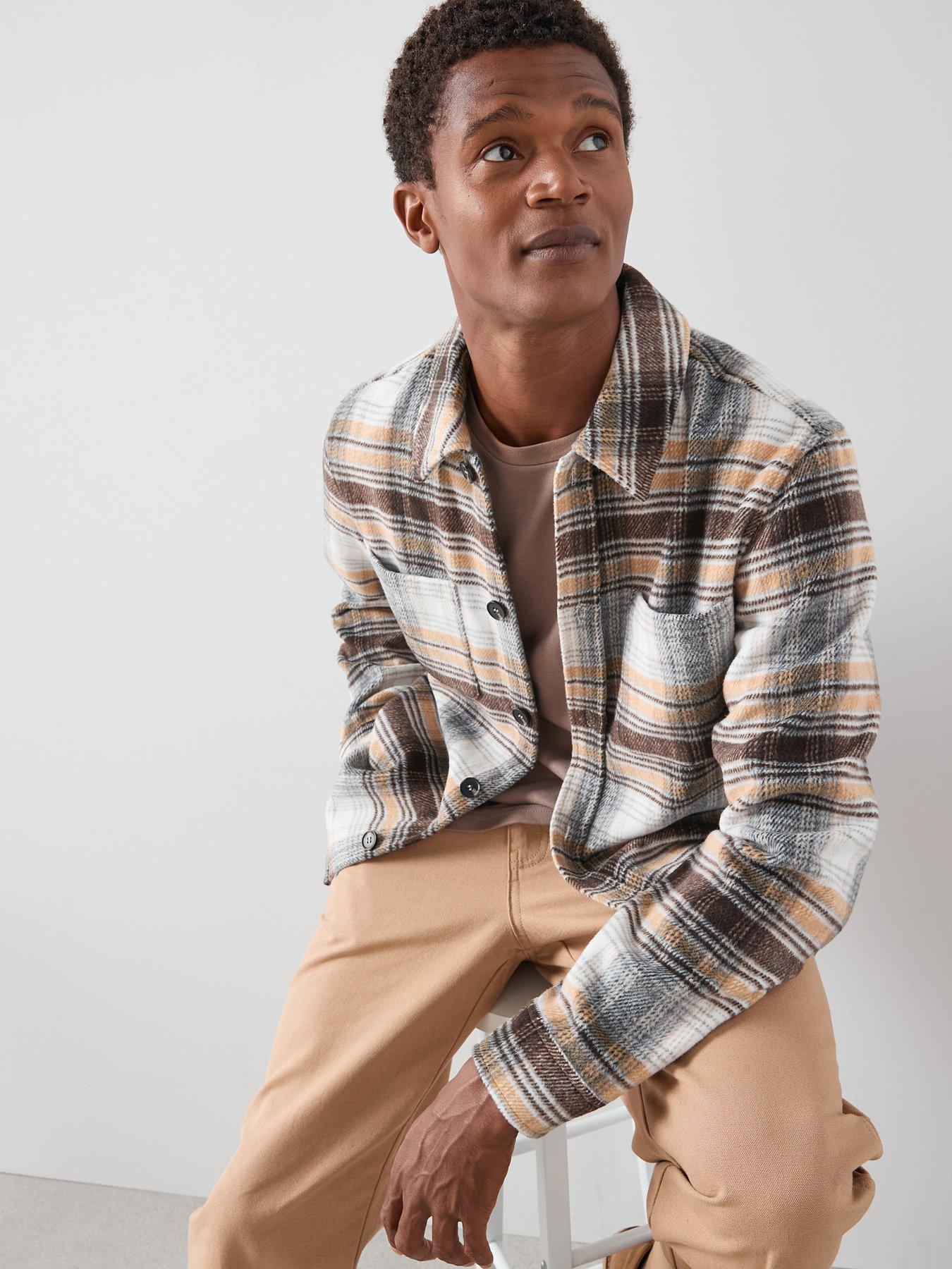 Image 1 of 7 of The Very Collection Brushed Check Shacket - Brown