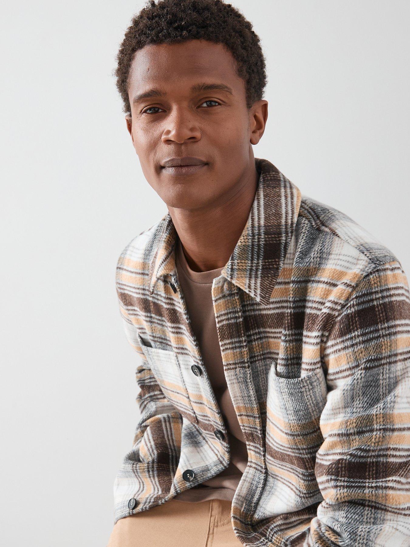 Image 4 of 7 of The Very Collection Brushed Check Shacket - Brown