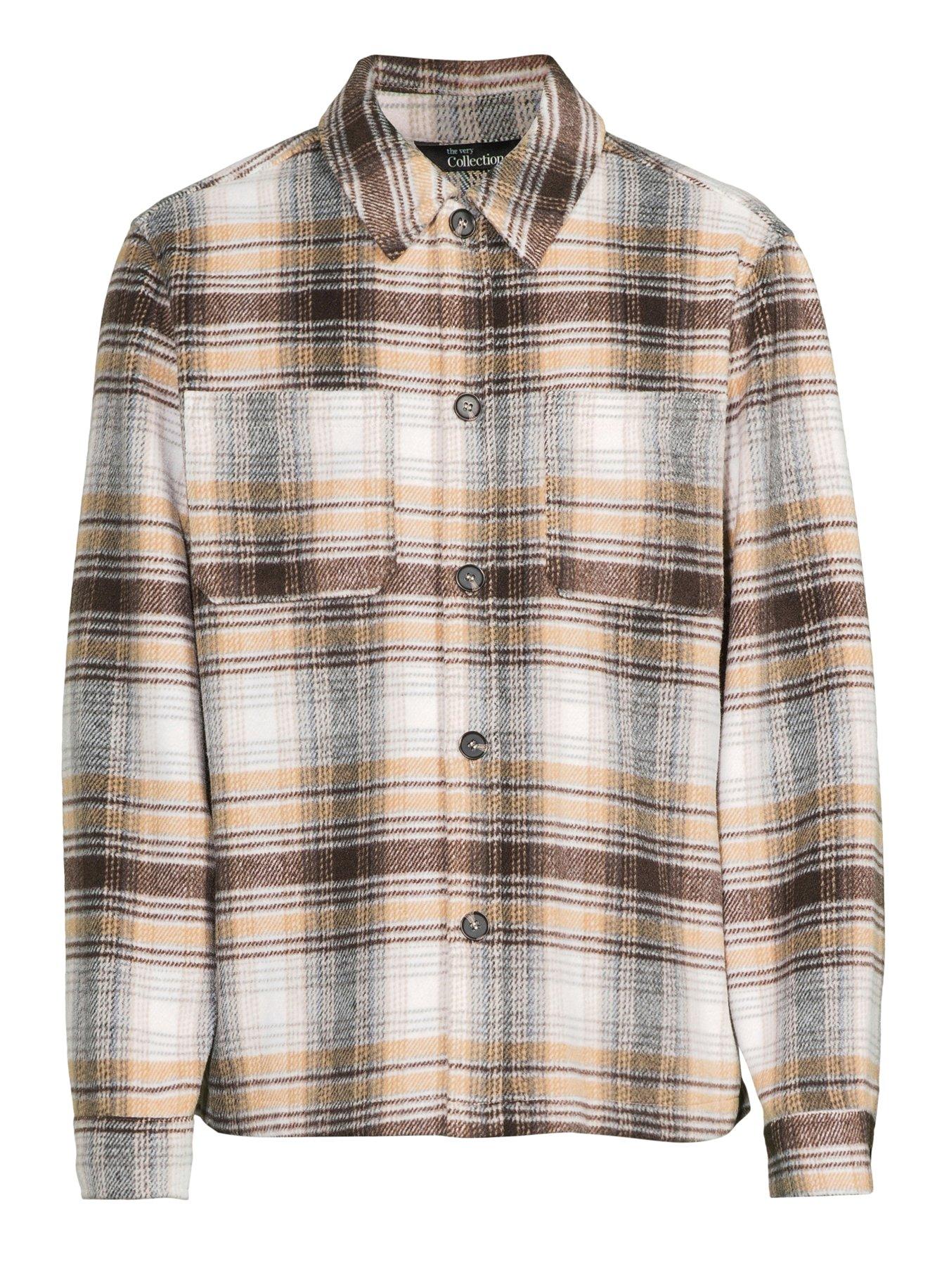 Image 7 of 7 of The Very Collection Brushed Check Shacket - Brown