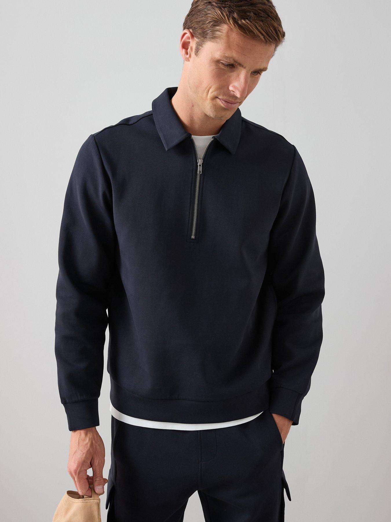 the-very-collection-cotton-rich-14-zip-sweat-top-navy