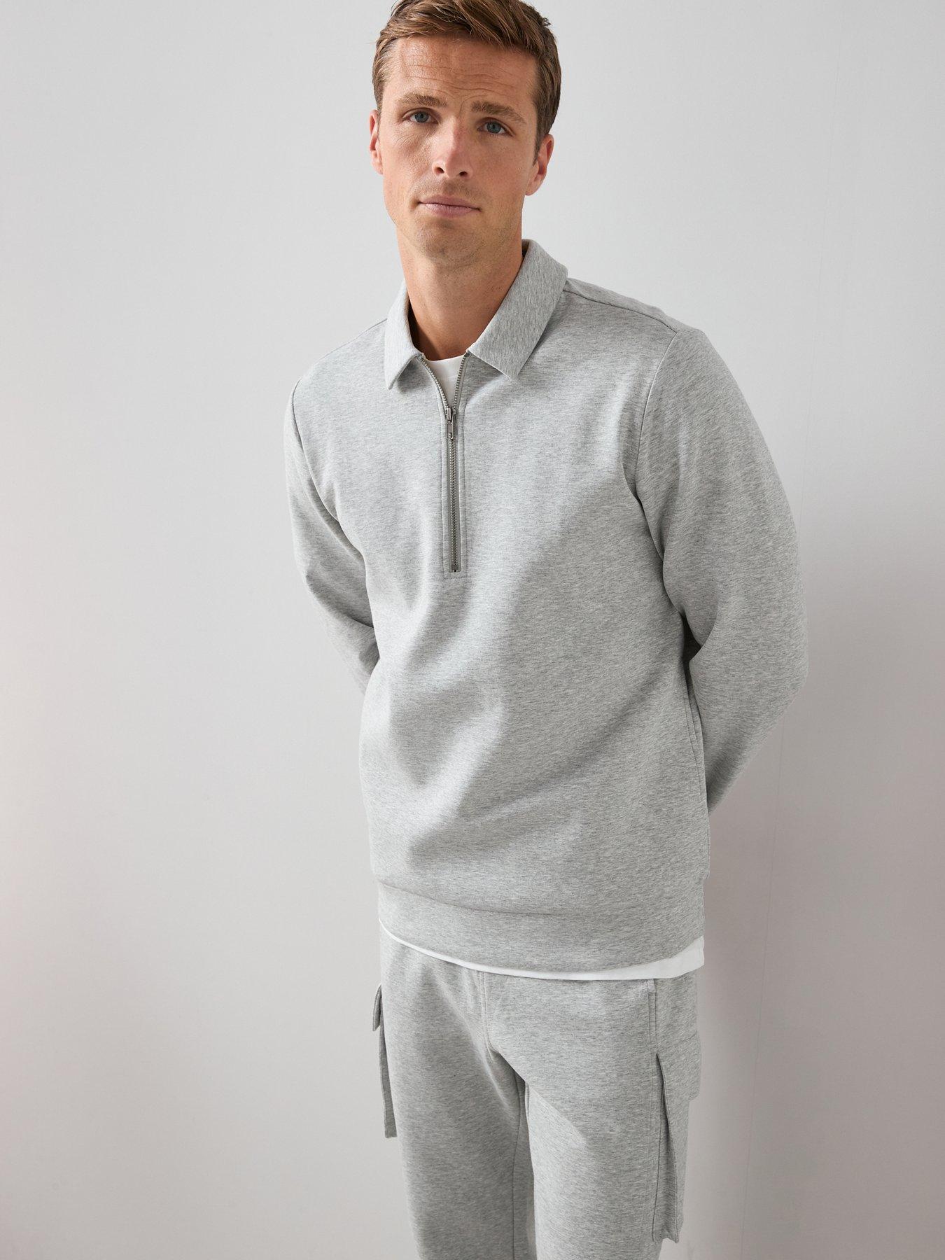 the-very-collection-cotton-rich-14-zip-sweat-top-marl-greyfront