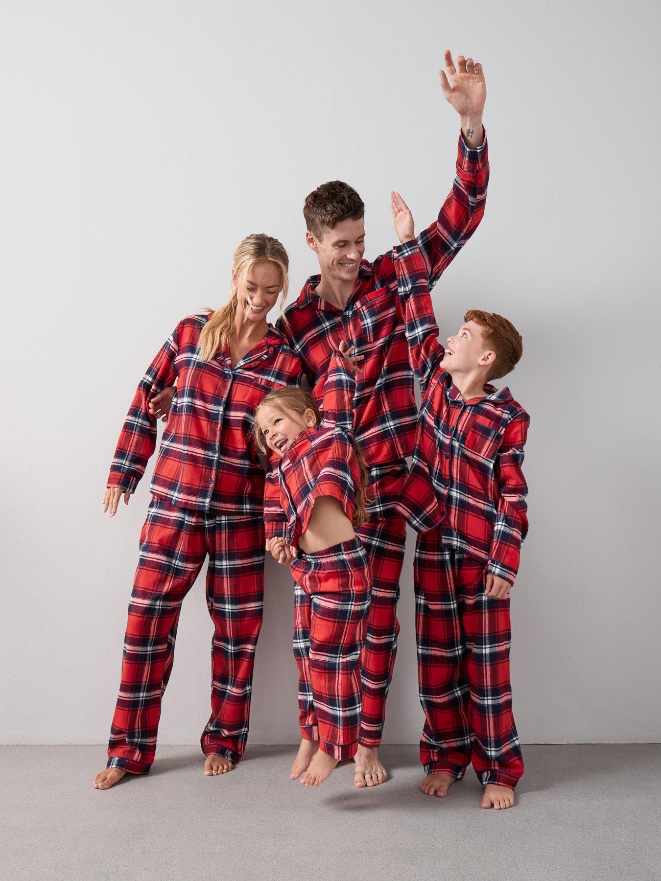 The Very Collection Womens Family Christmas Pj Check Flannel Revere Set - Red
