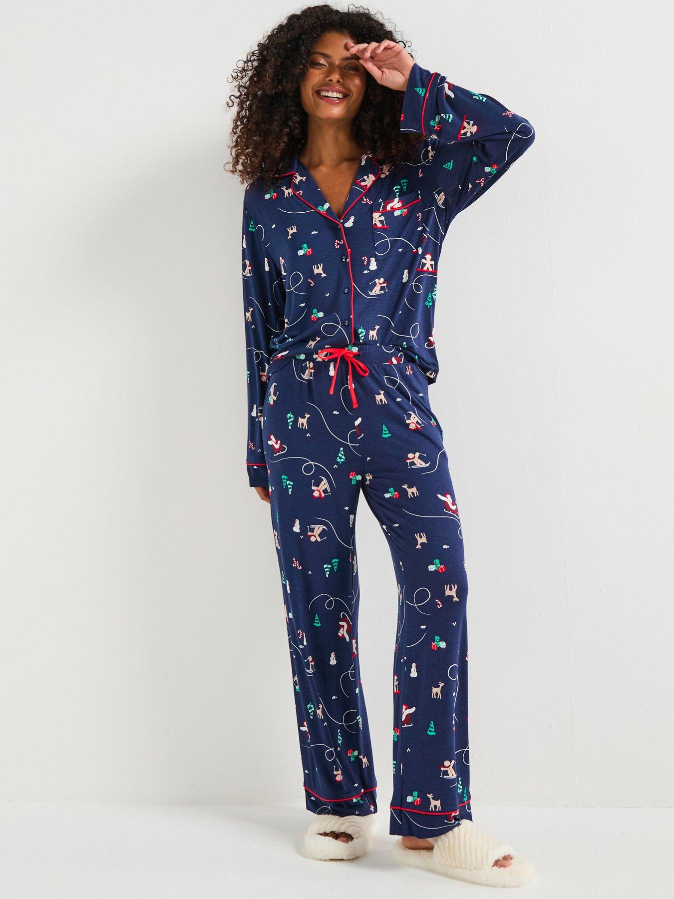 the-very-collection-womens-family-christmas-pj-printed-christmas-ski-jersey-revere-set-navystillFront