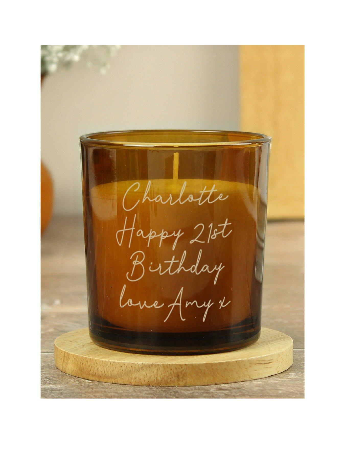 undefined Personalised Amber Glass Candle Jar