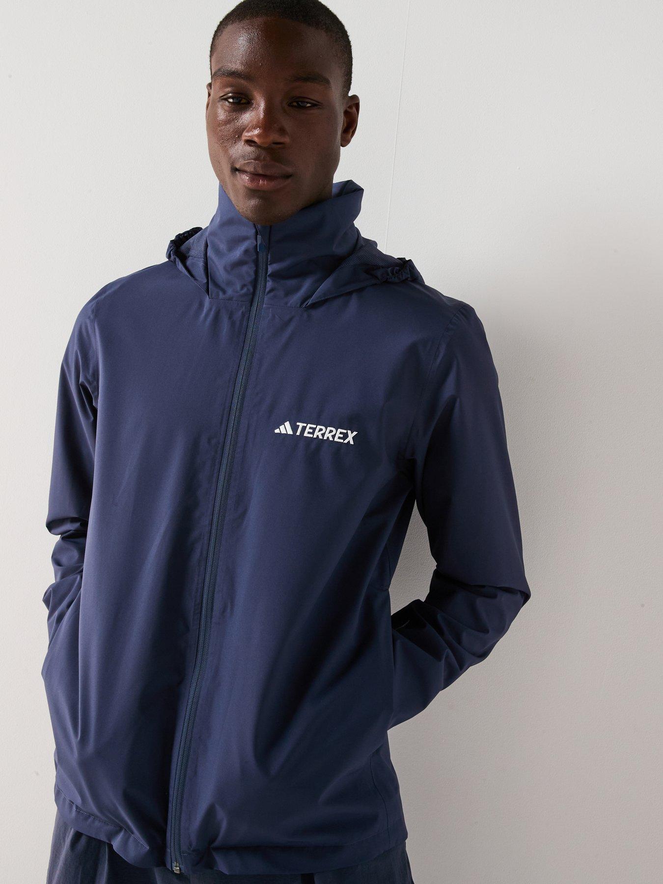 adidas Terrex Mens Outdoor Multi Essentials 2L Rain Jacket - Navy