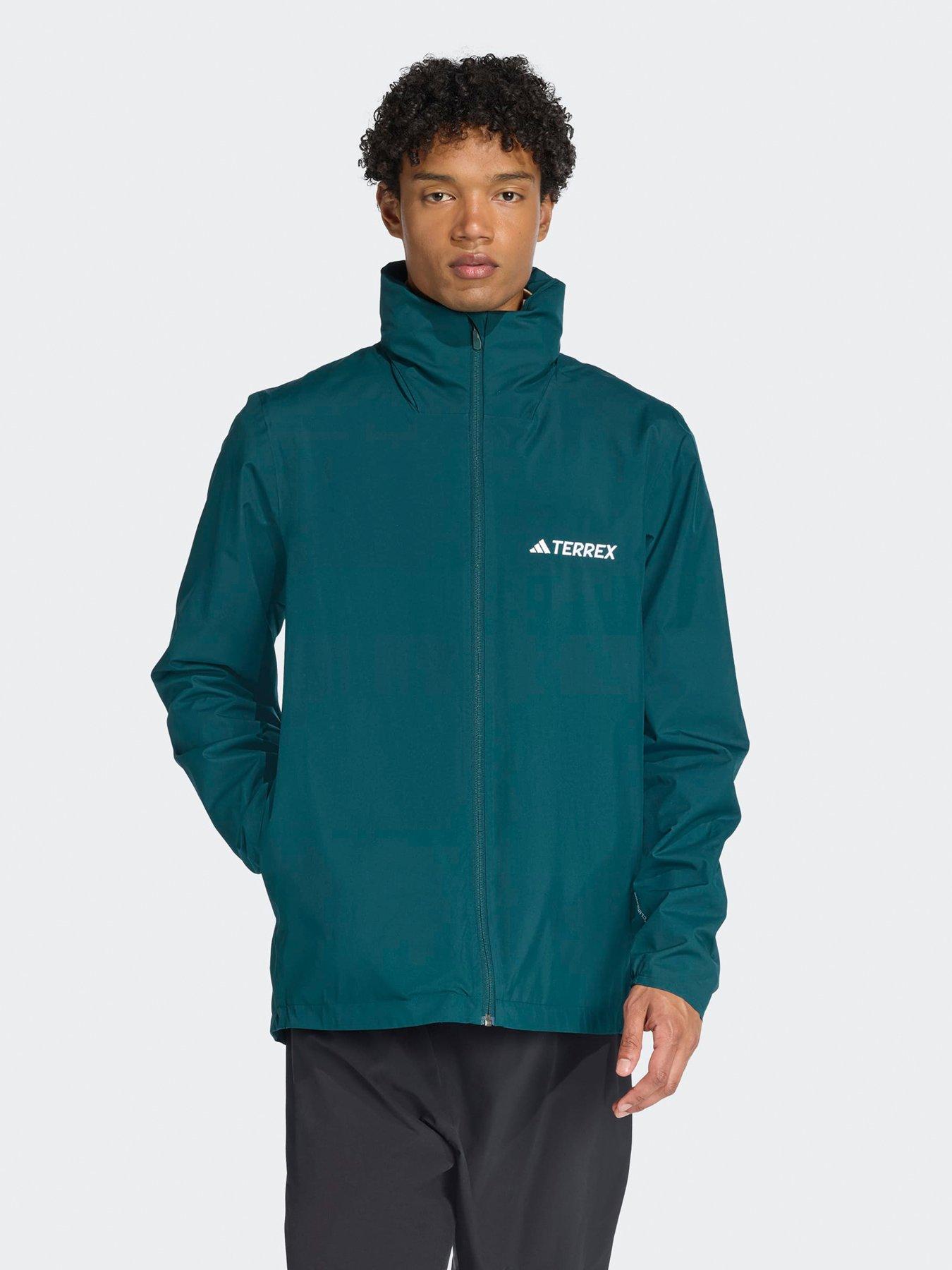 adidas Terrex Mens Outdoor Multi Essentials 2L Rain Jacket - Green