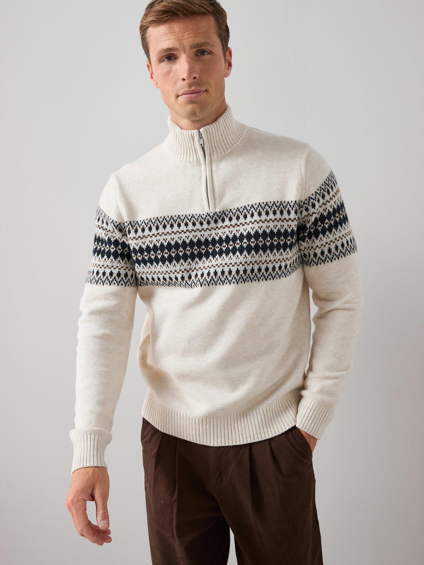 the-very-collection-fairisle-quarter-zip-jumper-cream