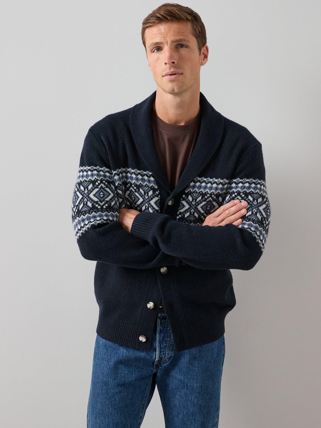 The Very Collection Fairisle Shawl Cardigan - Navy