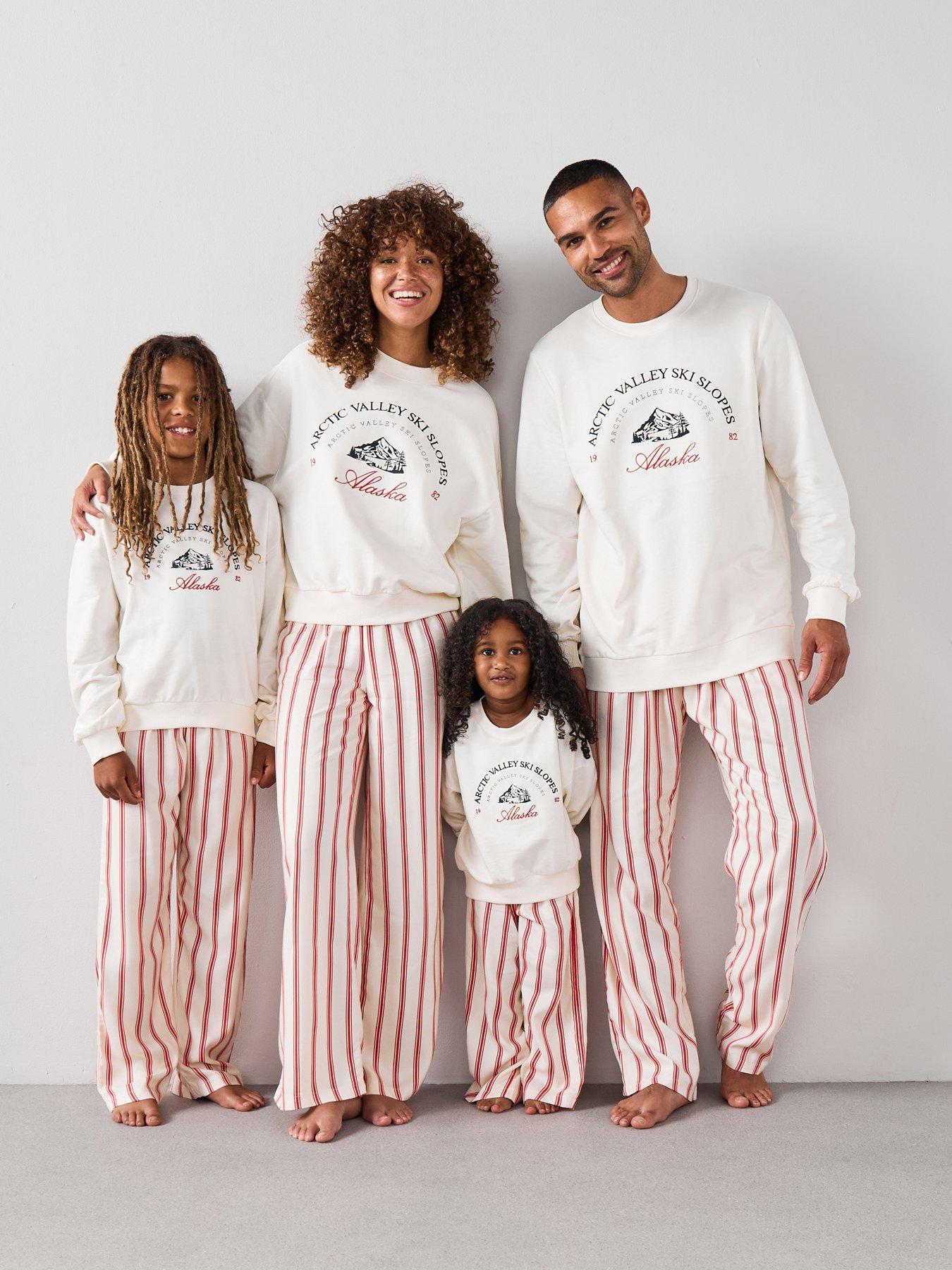 The Very Collection Womens Family Christmas Pj Embroided Brushed Back Sweat And Woven Bottom - Cream
