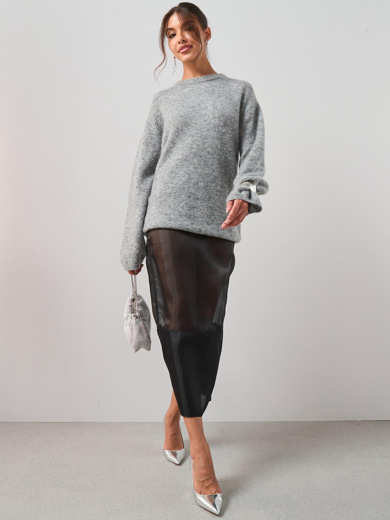 Image 1 of 6 of The Very Collection Mohair Wool Blend Crew Neck Jumper - Grey