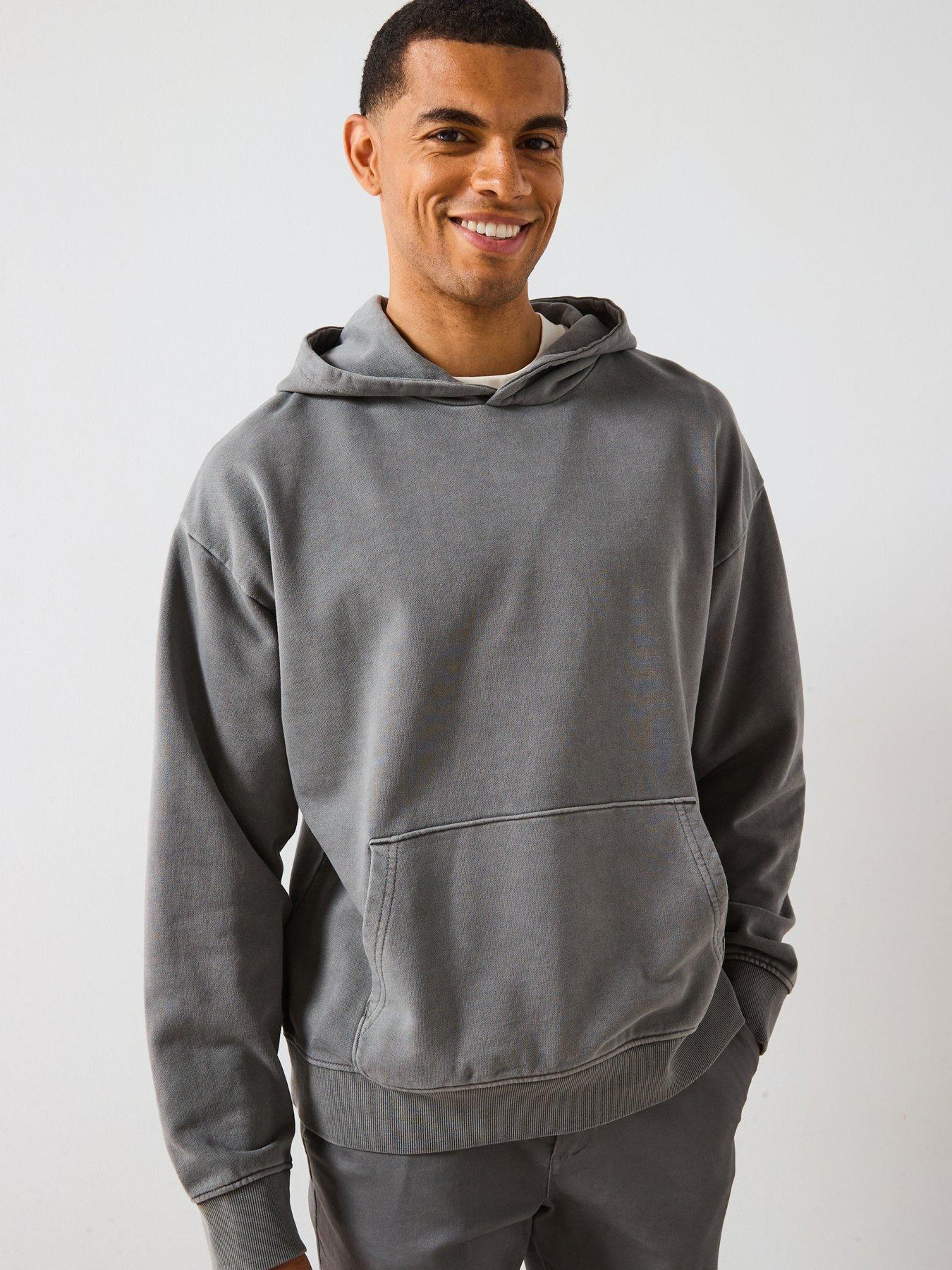 Very Man Pure Cotton Dropped Shoulder Oversized Hoody - Grey