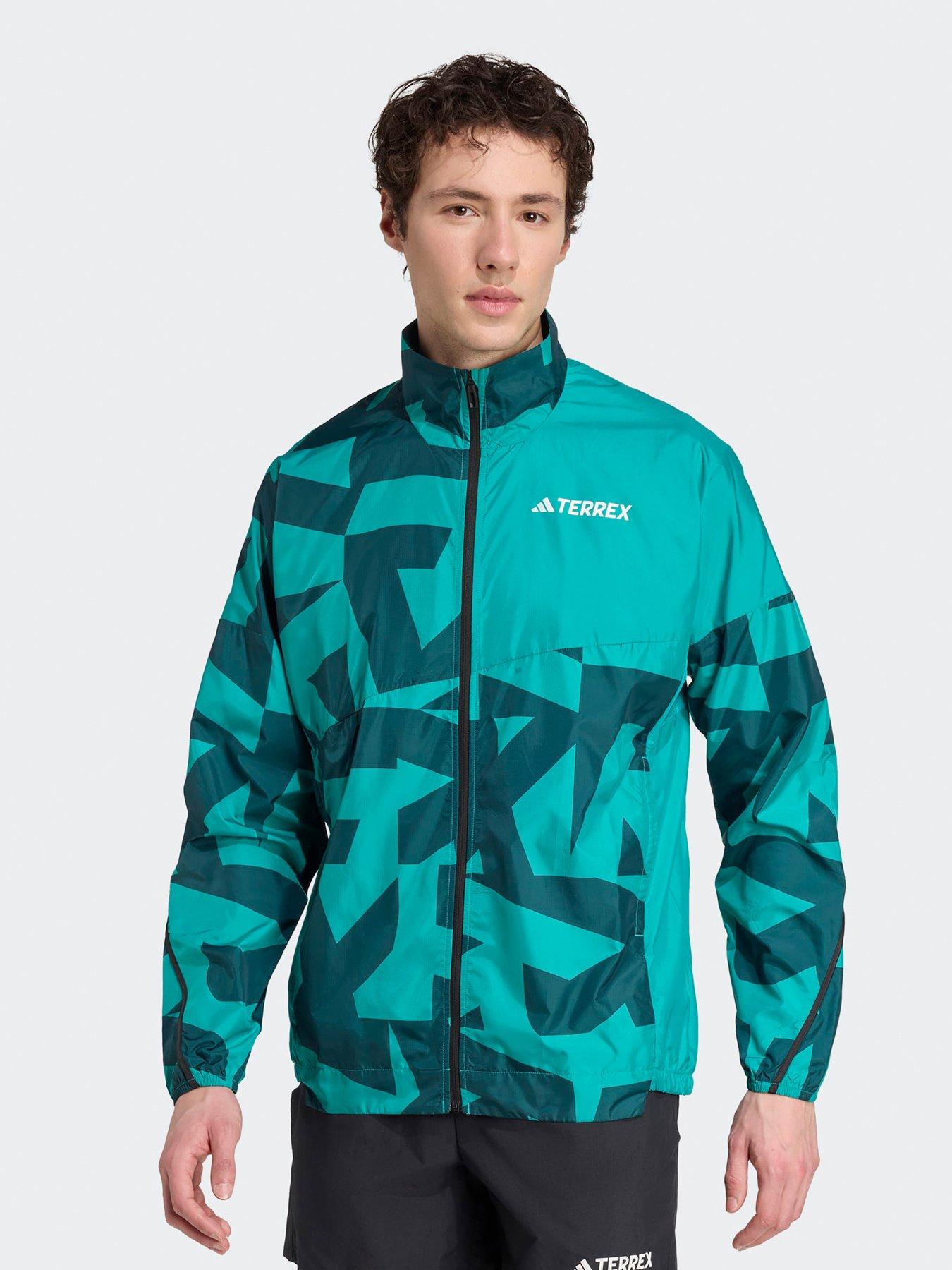 adidas Terrex Mens Outdoor Mult Printed Wind Jacket - Green