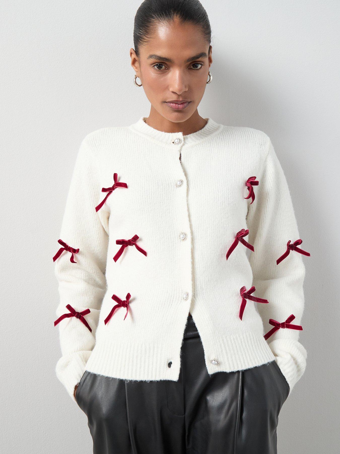 the-very-collection-crew-neck-bow-detail-cardigan-with-wool-creamfront