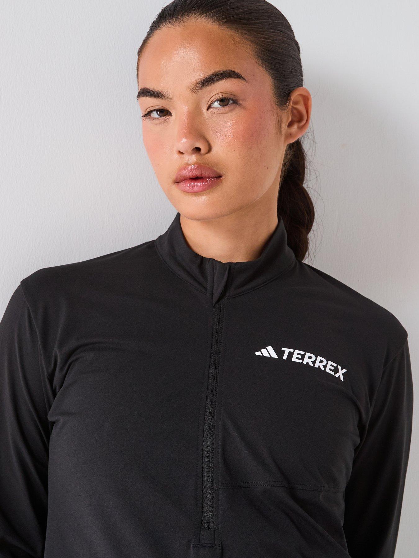 Image 6 of 6 of adidas Terrex Womens Outdoor Multi Climacool 1/2 Zip Long Sleeve Long-Sleeve Top - Black