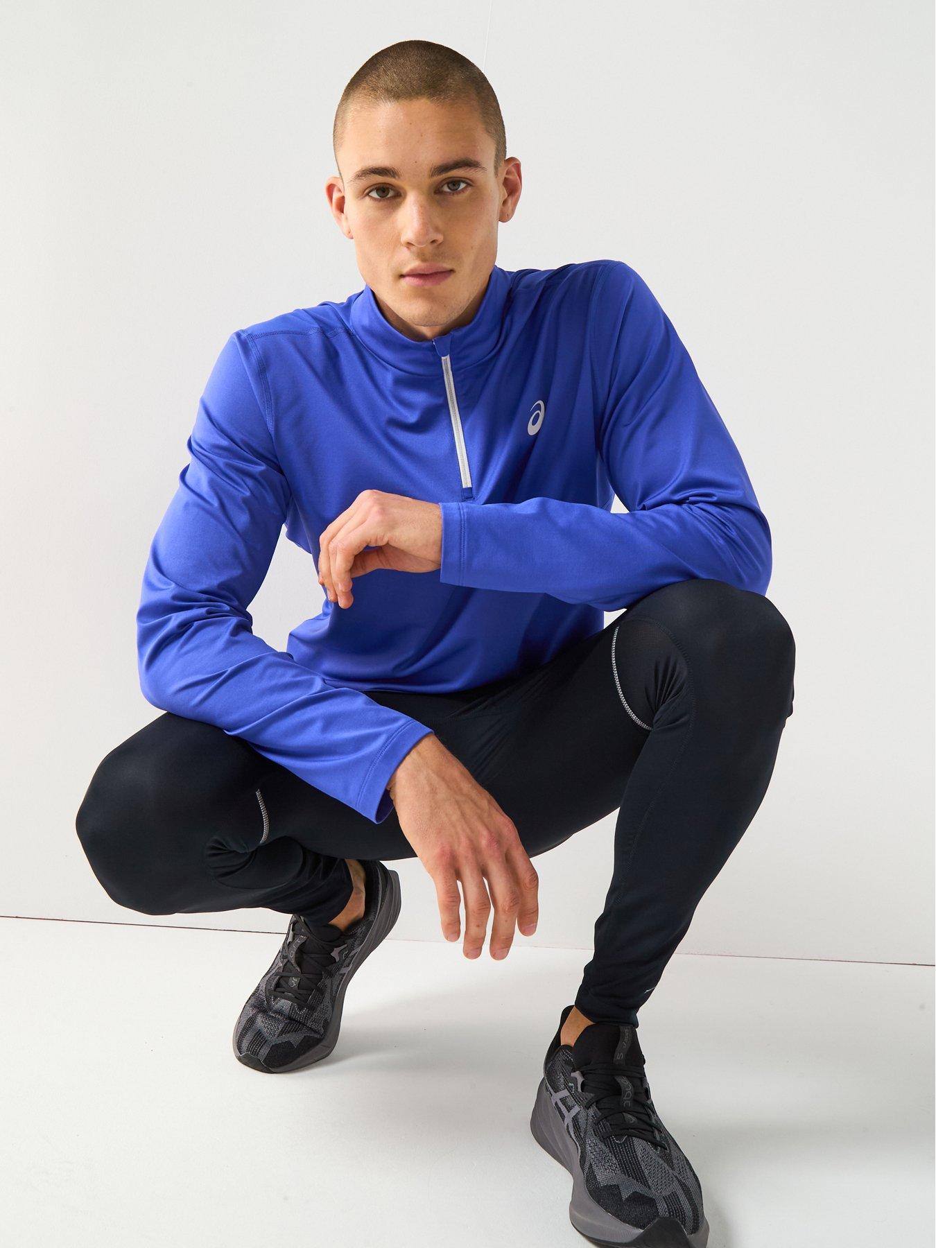 Asics Mens Running Core Long Sleeve 1/2 Zip Winter Top - Blue