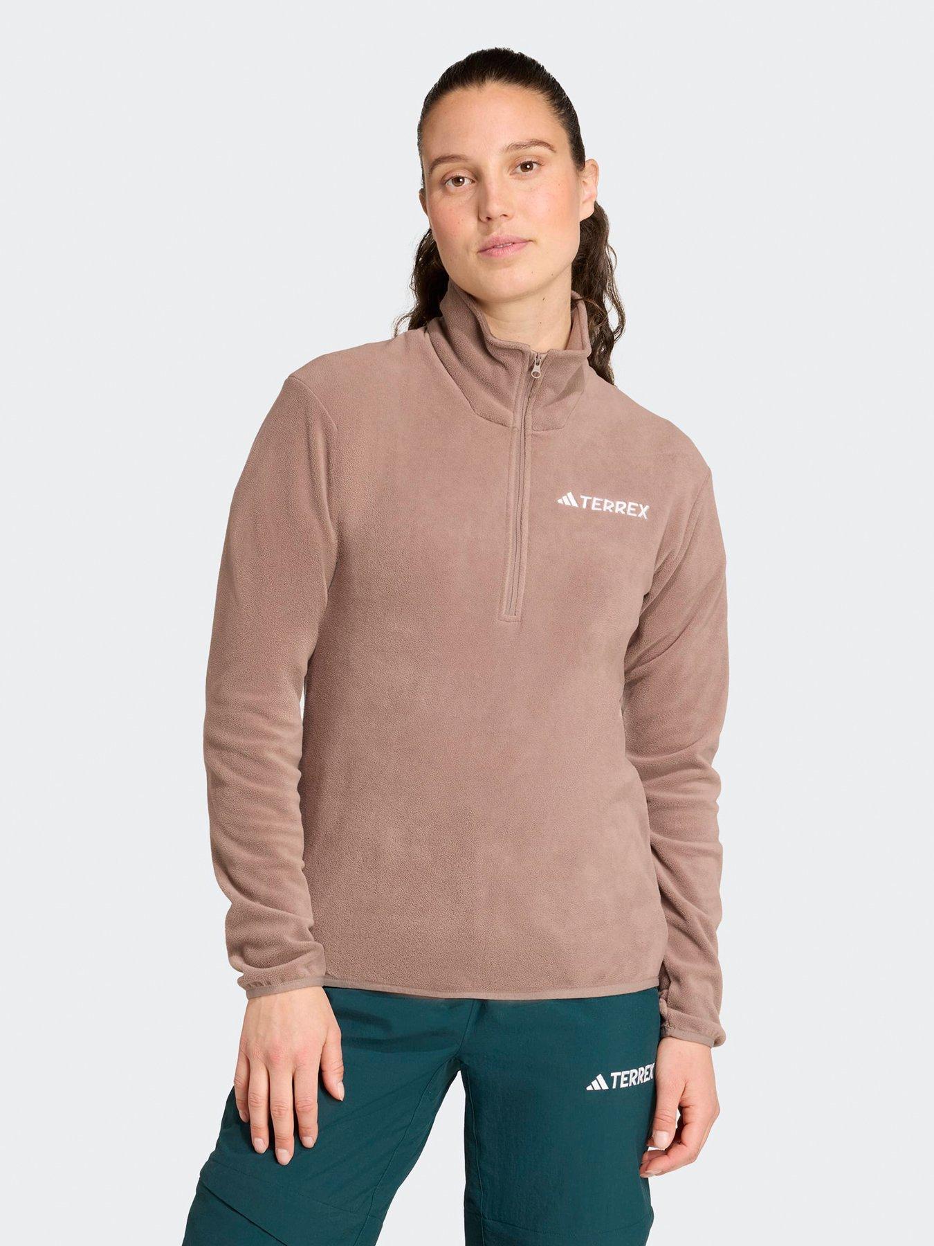 adidas-terrex-womens-outdoor-multi-essentials-14-nbspzip-fleece-jacket-brown