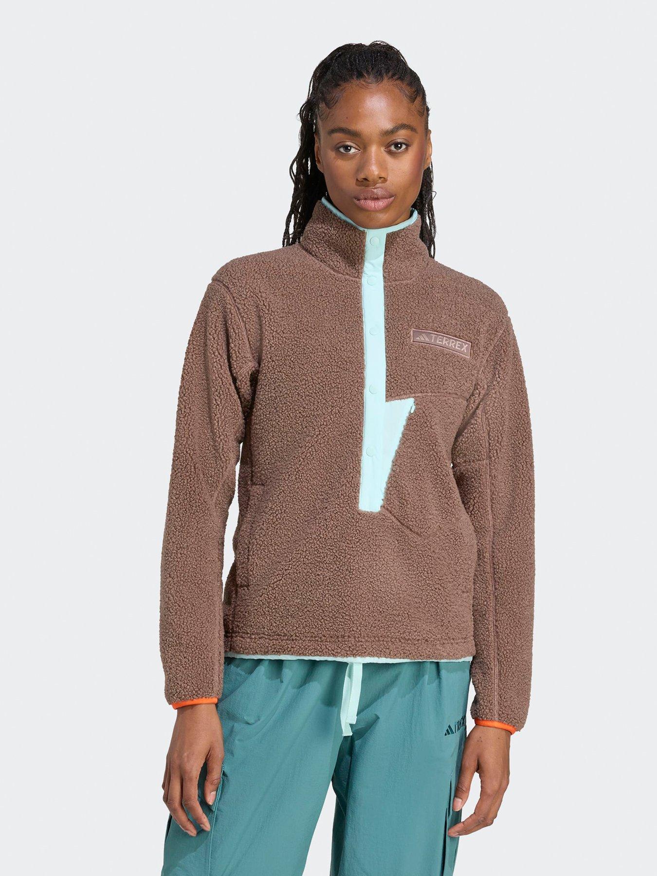 adidas Terrex Womens Outdoor Xploric High Pile Fleece Pullover Sweatshirt - Green