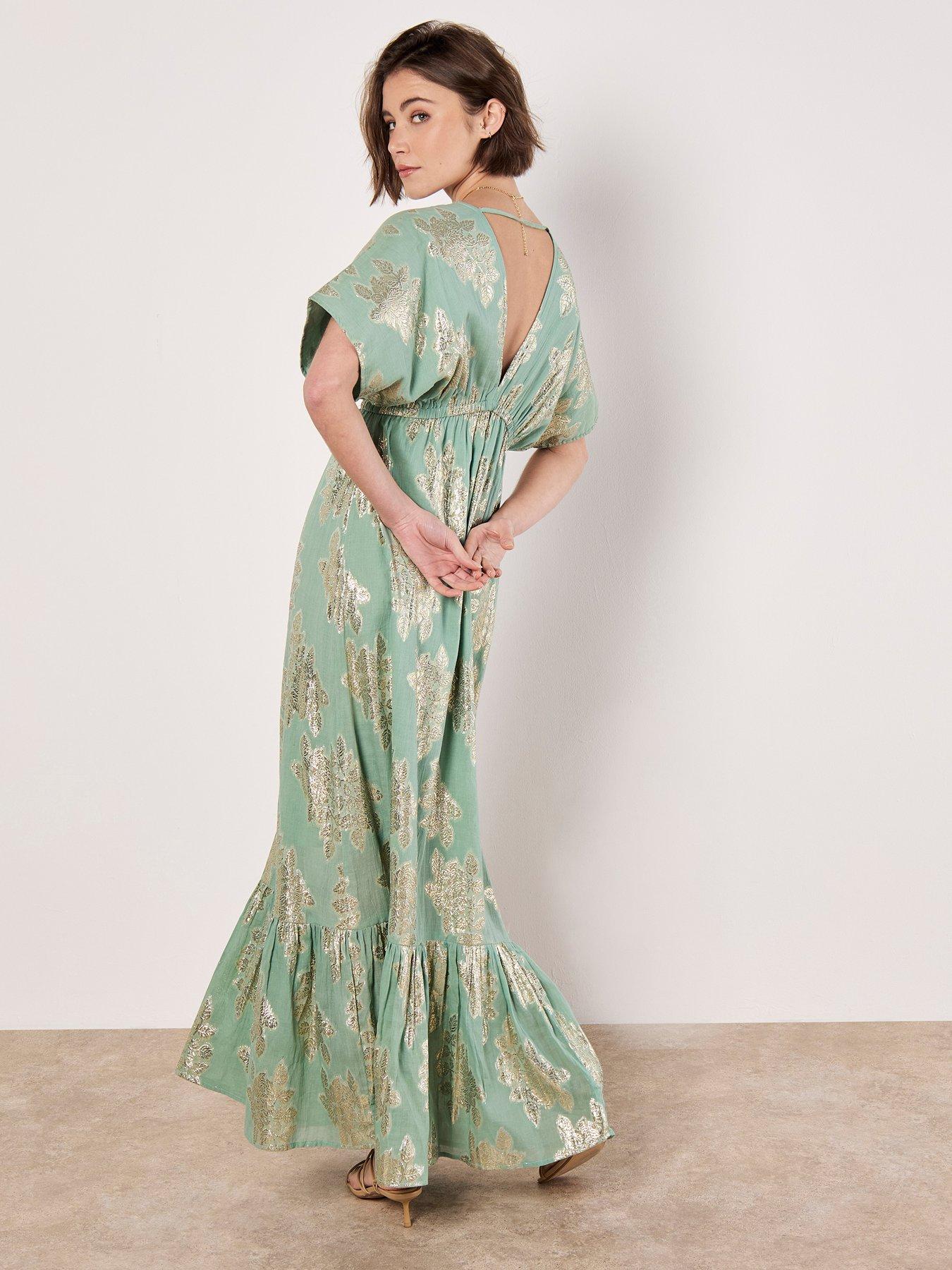 apricot-luminous-floral-batwing-maxi-dress-greenstillFront
