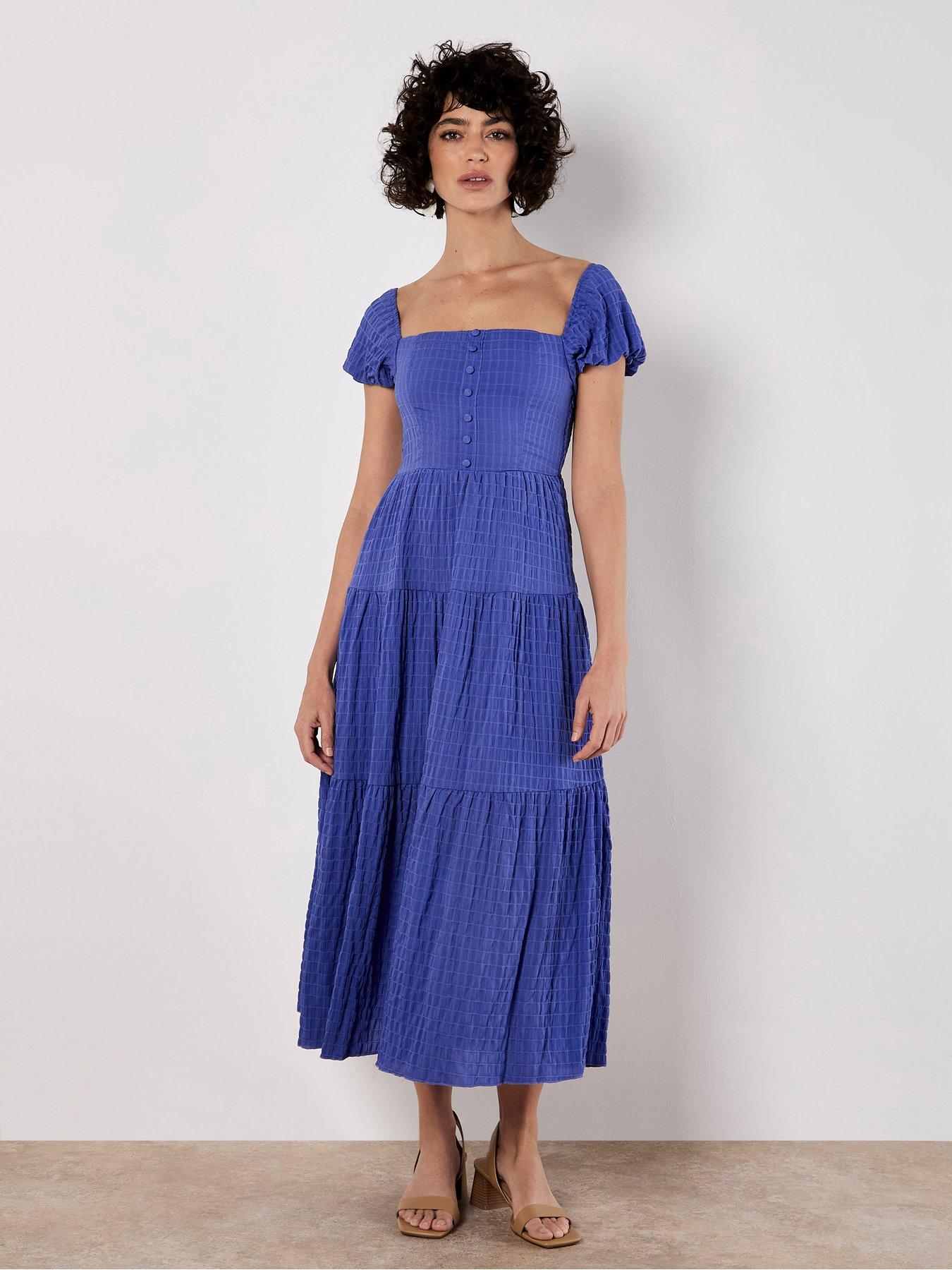 Image 1 of 5 of Apricot Apricot Self Check Tiered Midaxi Dress