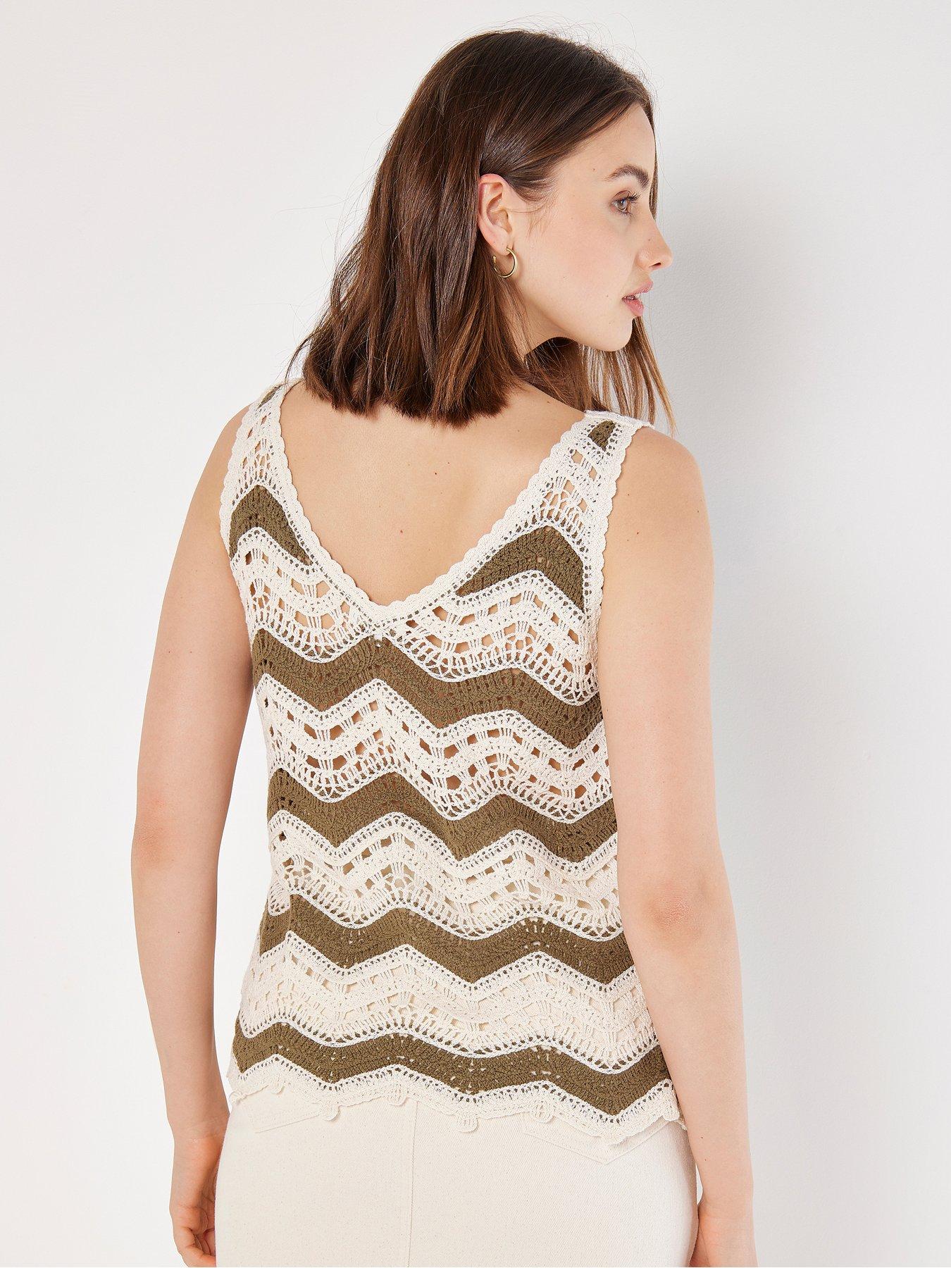 Image 2 of 5 of Apricot Apricot Double Chevron Crochet Vest
