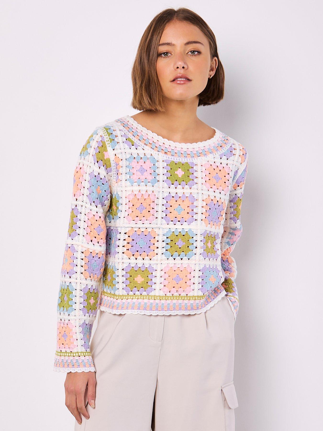 undefined Apricot Crochet Squares Jumper
