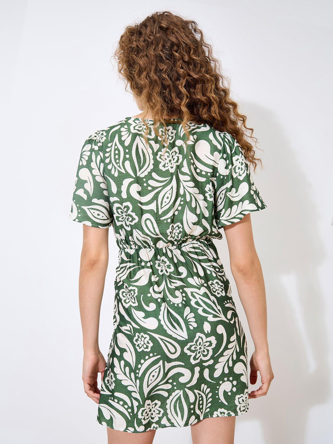 Image 2 of 5 of Apricot Apricot Bold Mono Paisley Wrap Dress