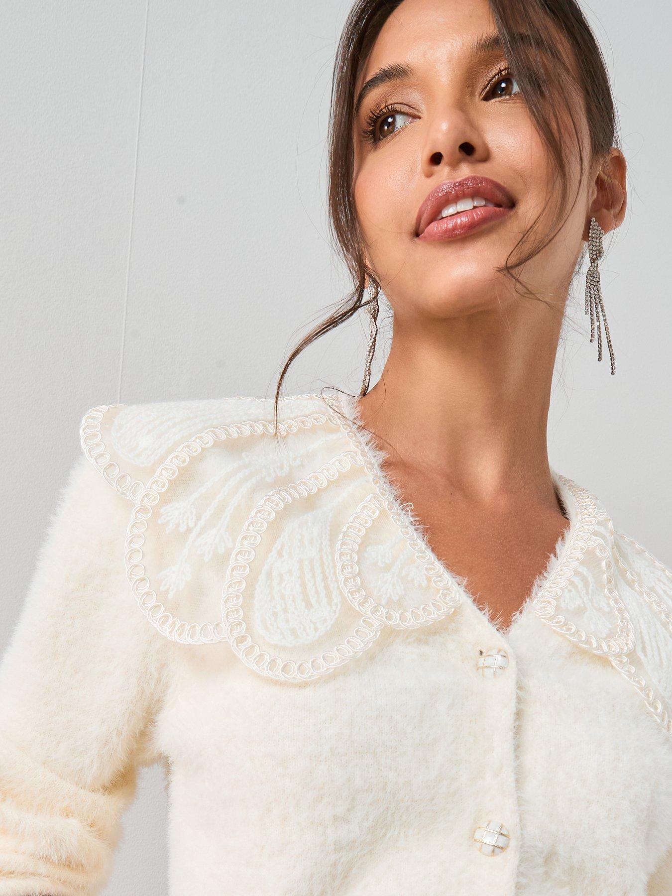 the-very-collection-organza-collared-v-neck-cardigan-creamdetail