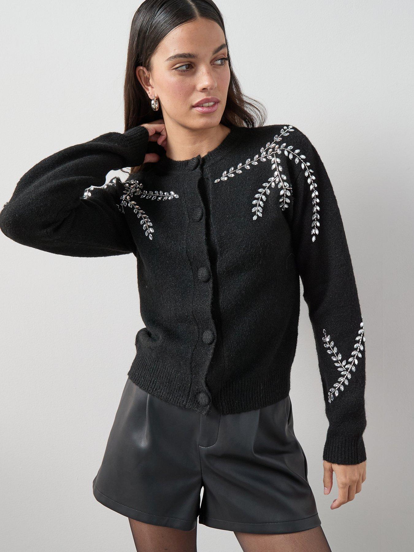 the-very-collection-crew-neck-embellished-cardigan-with-wool-black