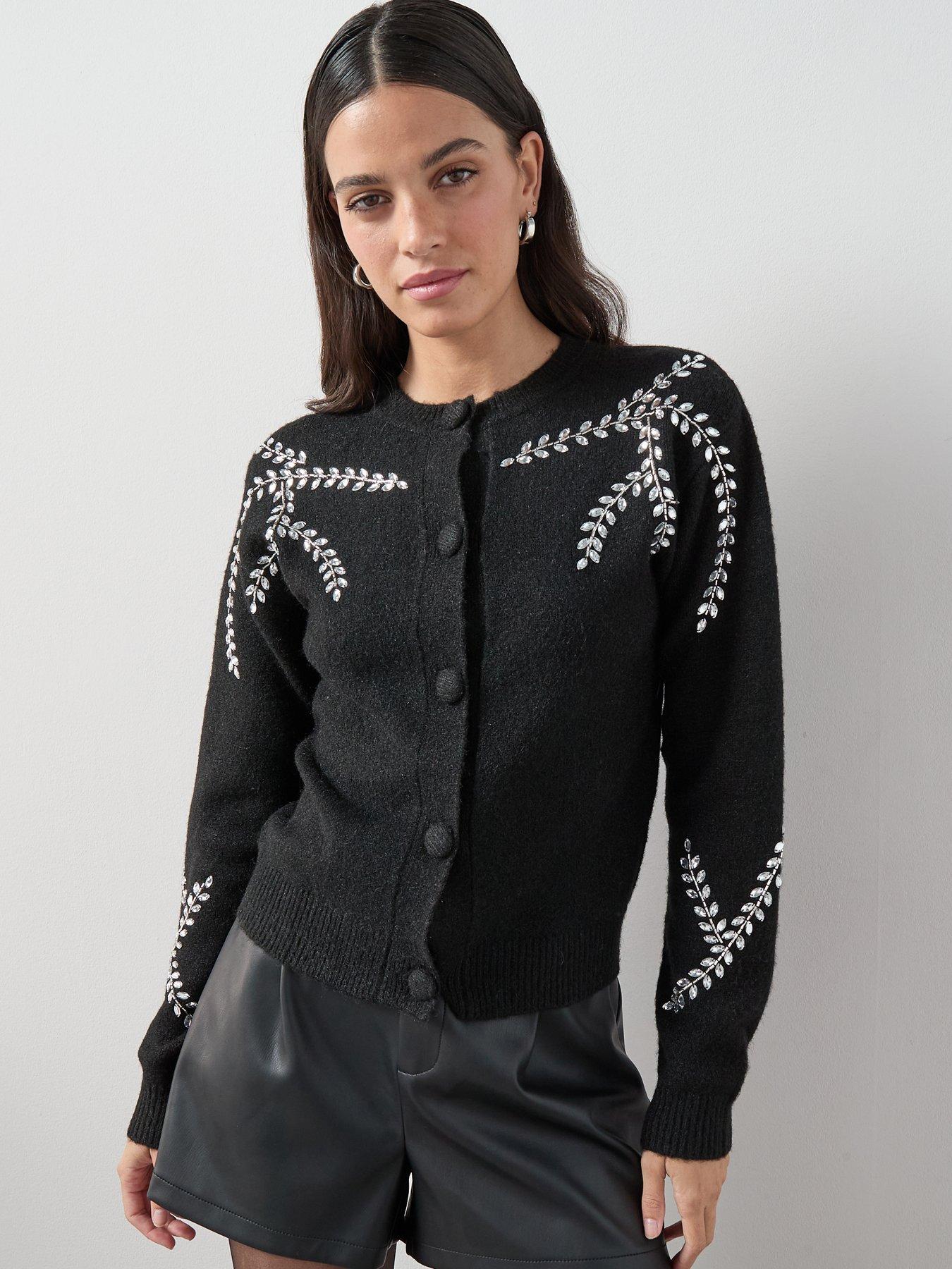 the-very-collection-crew-neck-embellished-cardigan-with-wool-blackdetail