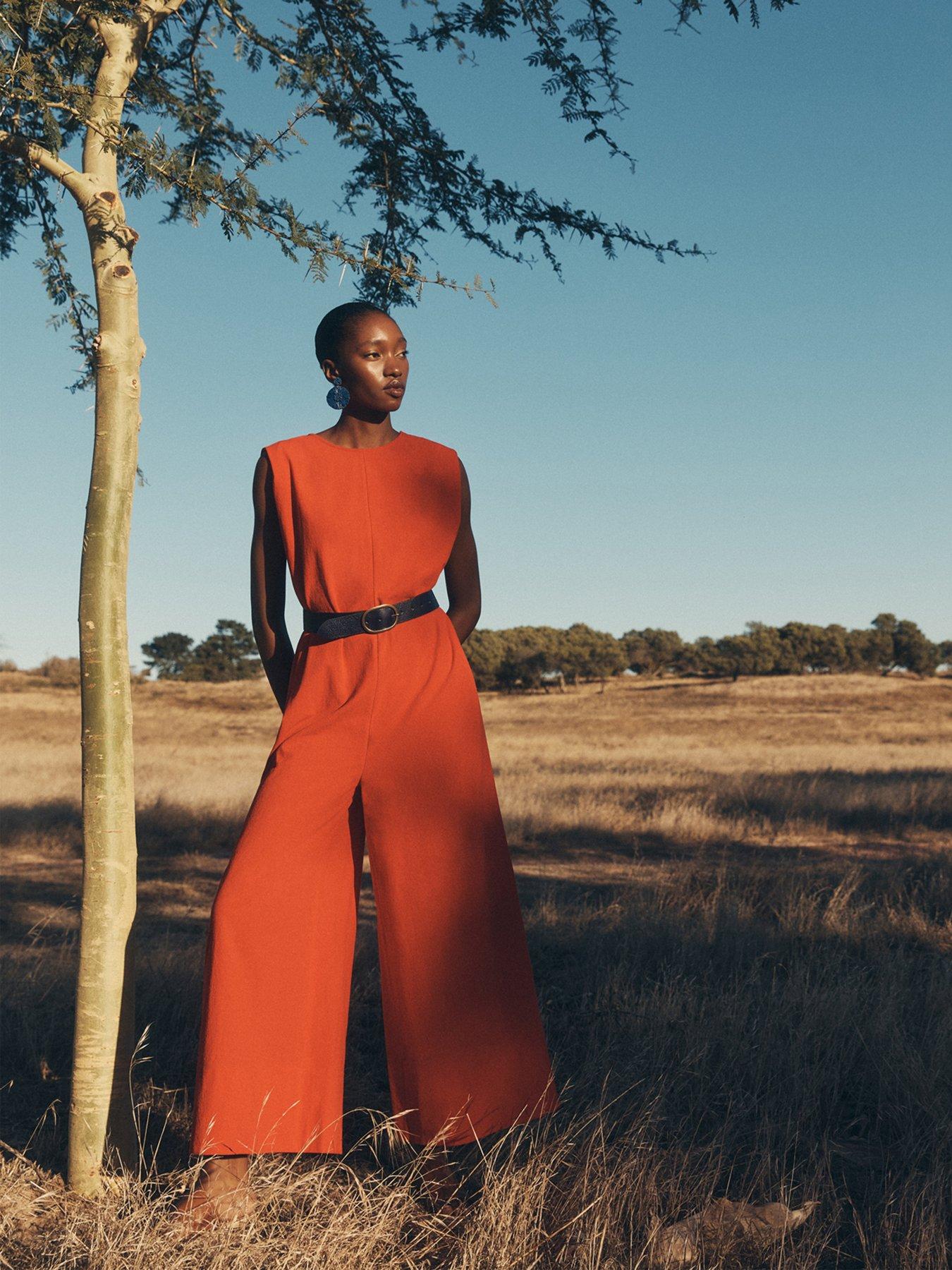 Image 5 of 5 of Apricot Apricot Wide Leg Self Tie Jumpsuit