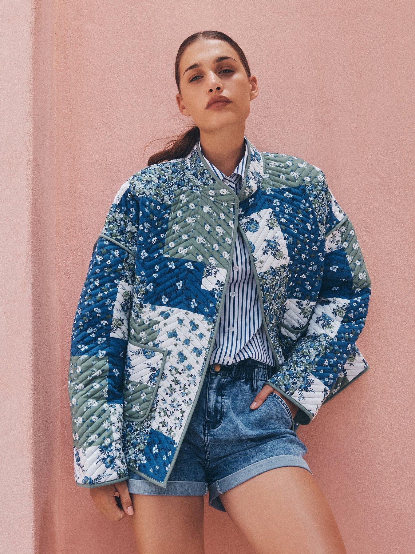 Image 1 of 6 of Apricot Apricot Patchwork Print Quilted Jacket